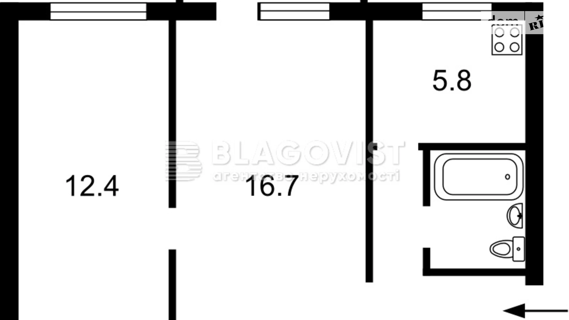 Продается 2-комнатная квартира 43 кв. м в Киеве, пер. Арсенальный, 5