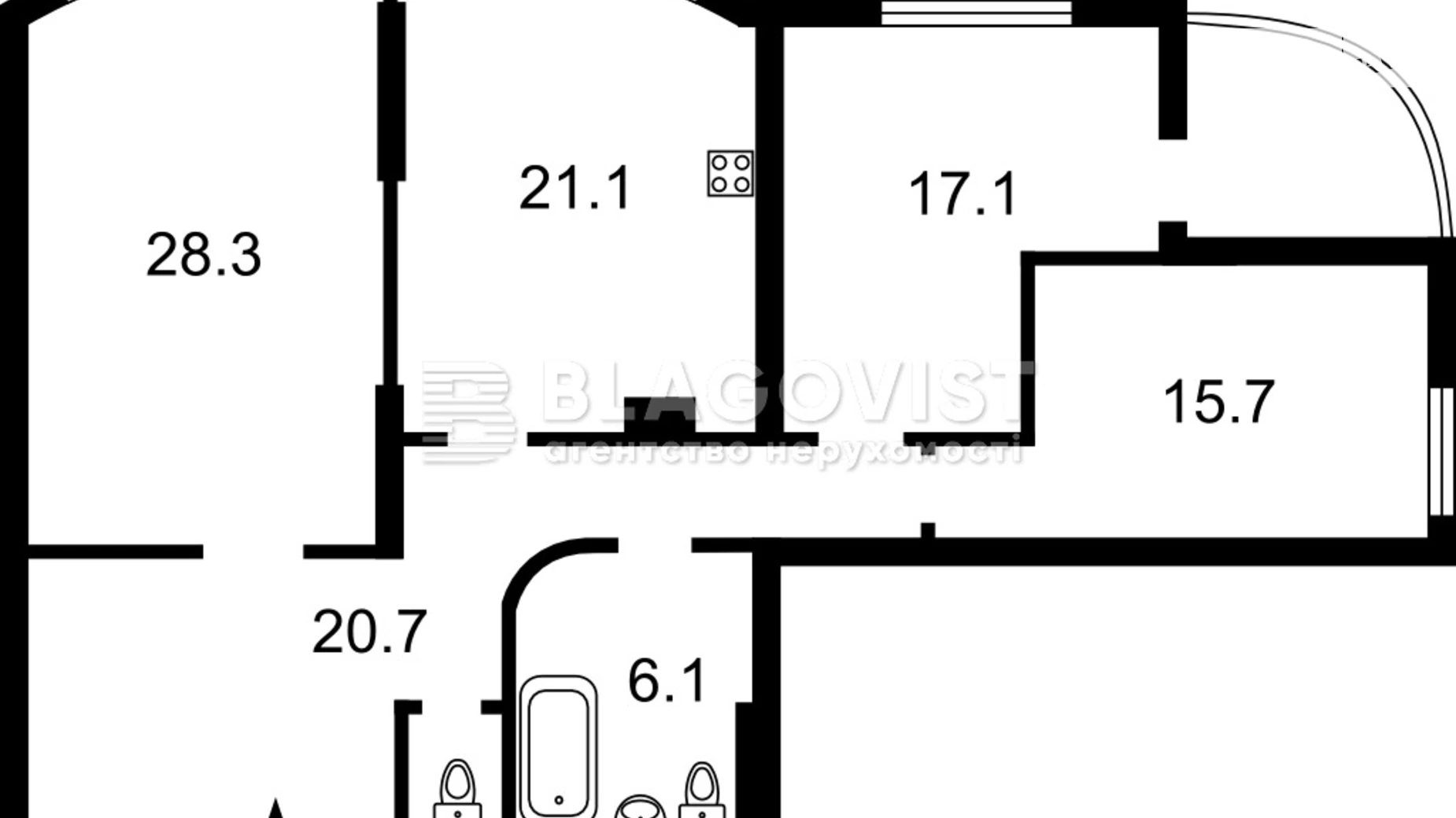 Продается 3-комнатная квартира 116 кв. м в Киеве, просп. Лобановского, 150Д