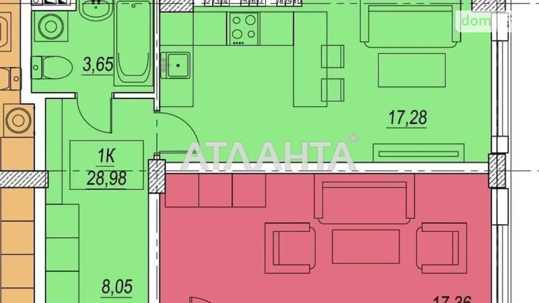 Продается 1-комнатная квартира 29 кв. м в Одессе, пер. Вокзальный, 12