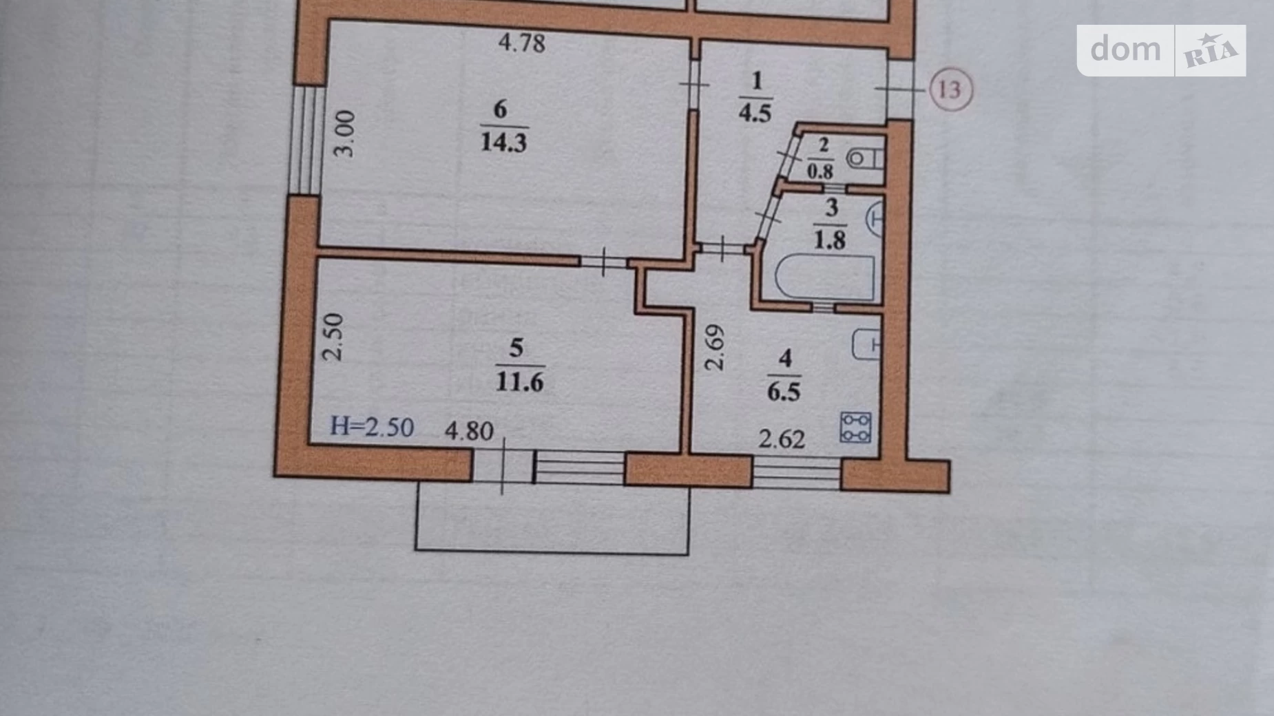 Продается 2-комнатная квартира 40 кв. м в Черновцах, просп. Независимости - фото 5