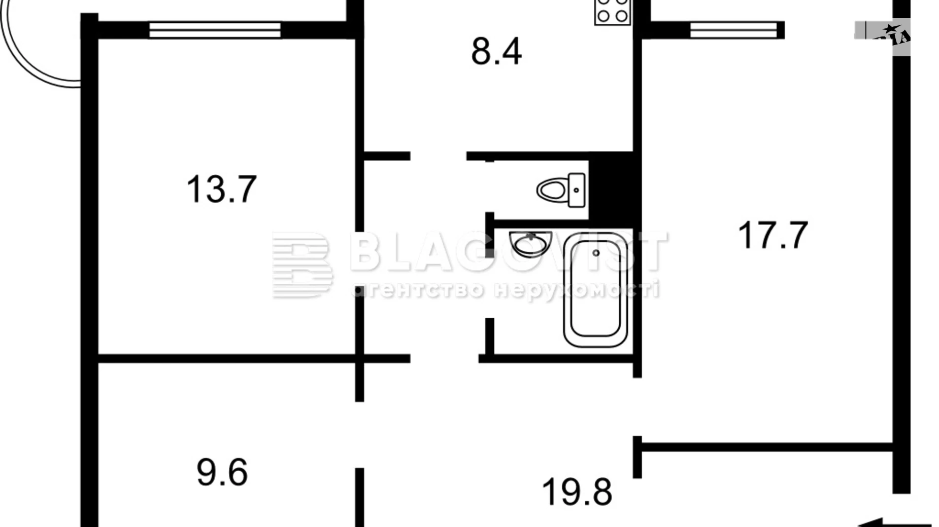 Продается 2-комнатная квартира 72.7 кв. м в Киеве, просп. Червоной Калины(Маяковского Владимира), 5А