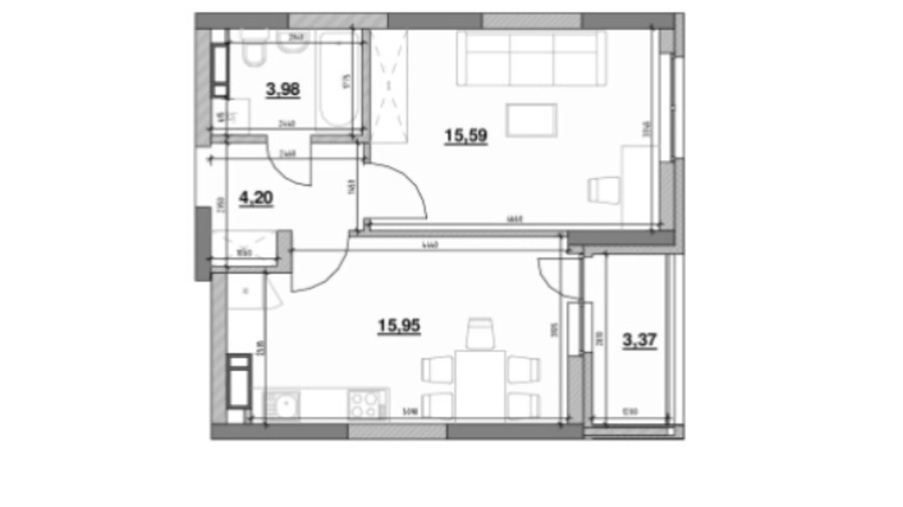 Продается 1-комнатная квартира 43 кв. м в Киеве, просп. Воздушных Сил(Воздухофлотский), 56Б - фото 2