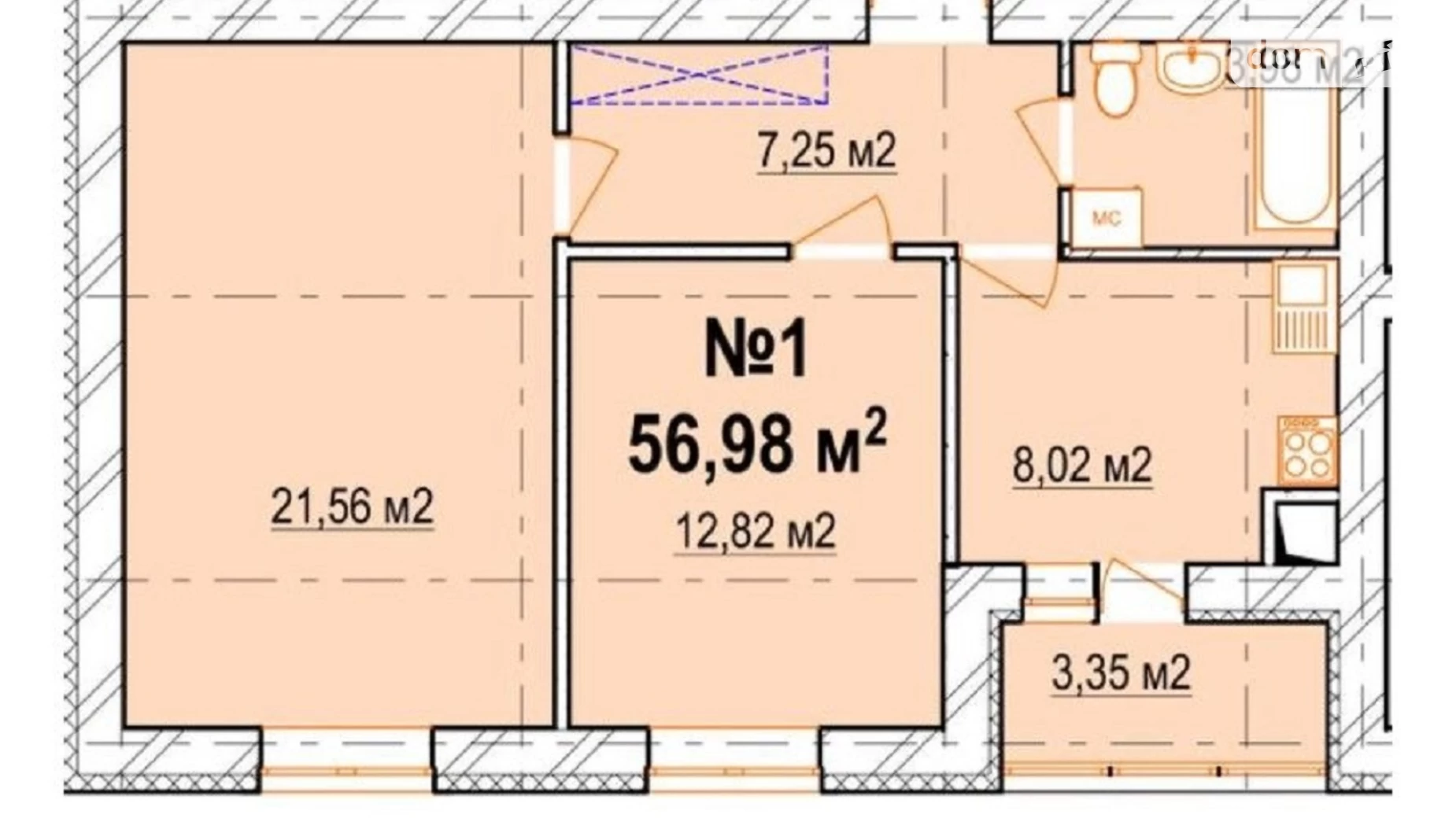 Продається 2-кімнатна квартира 57 кв. м у Вінниці, пл. Героїв Чорнобиля, 1