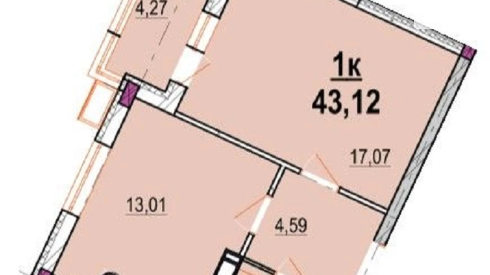 Продается 1-комнатная квартира 43 кв. м в Виннице, ул. Ивана Богуна, 27А - фото 5
