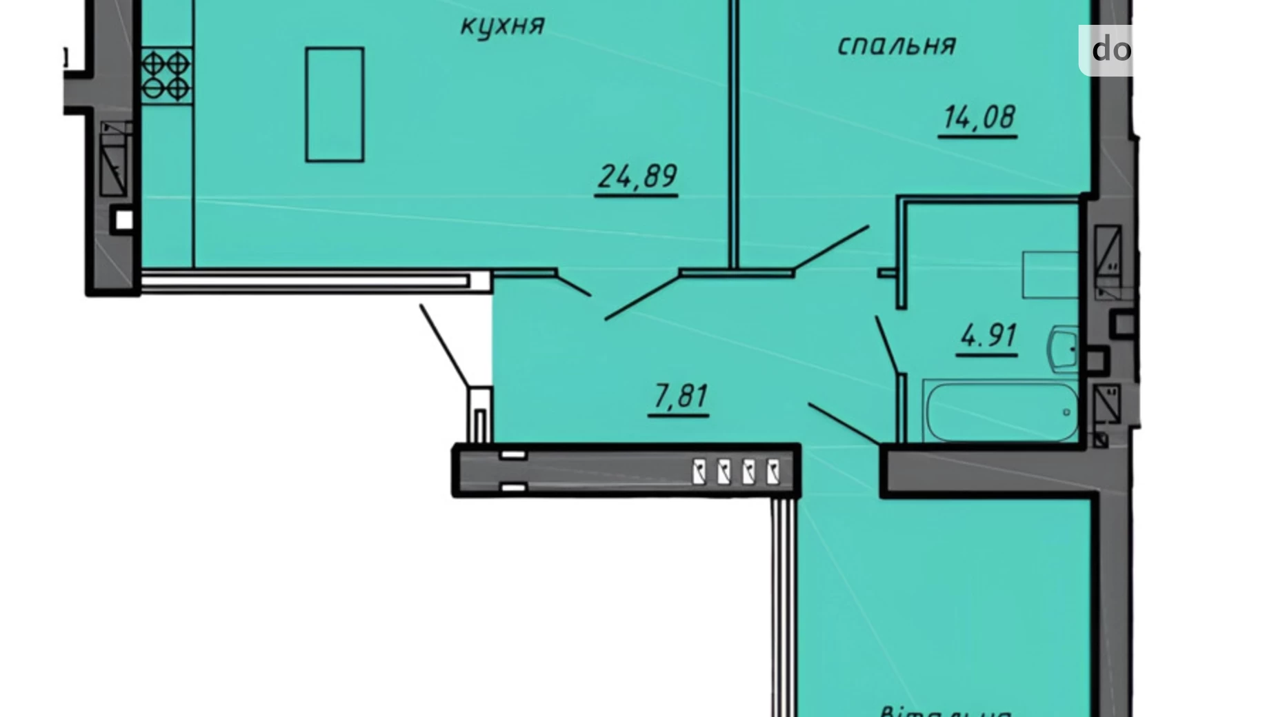 2-комнатная квартира 72 кв. м в Тернополе, ул. 15-го Апреля - фото 2