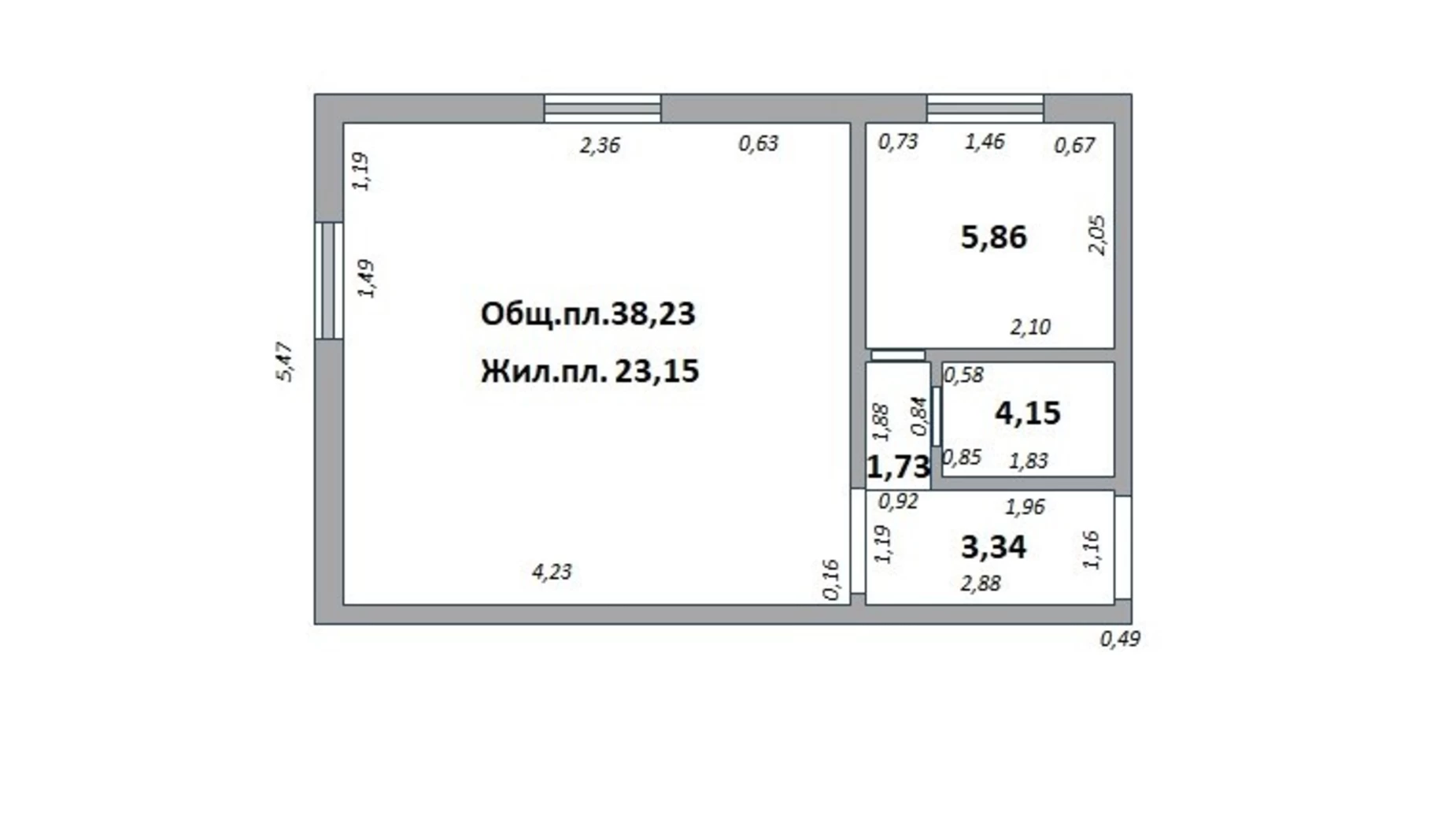 Продається 1-кімнатна квартира 38.3 кв. м у Одесі, вул. Генерала Швигіна