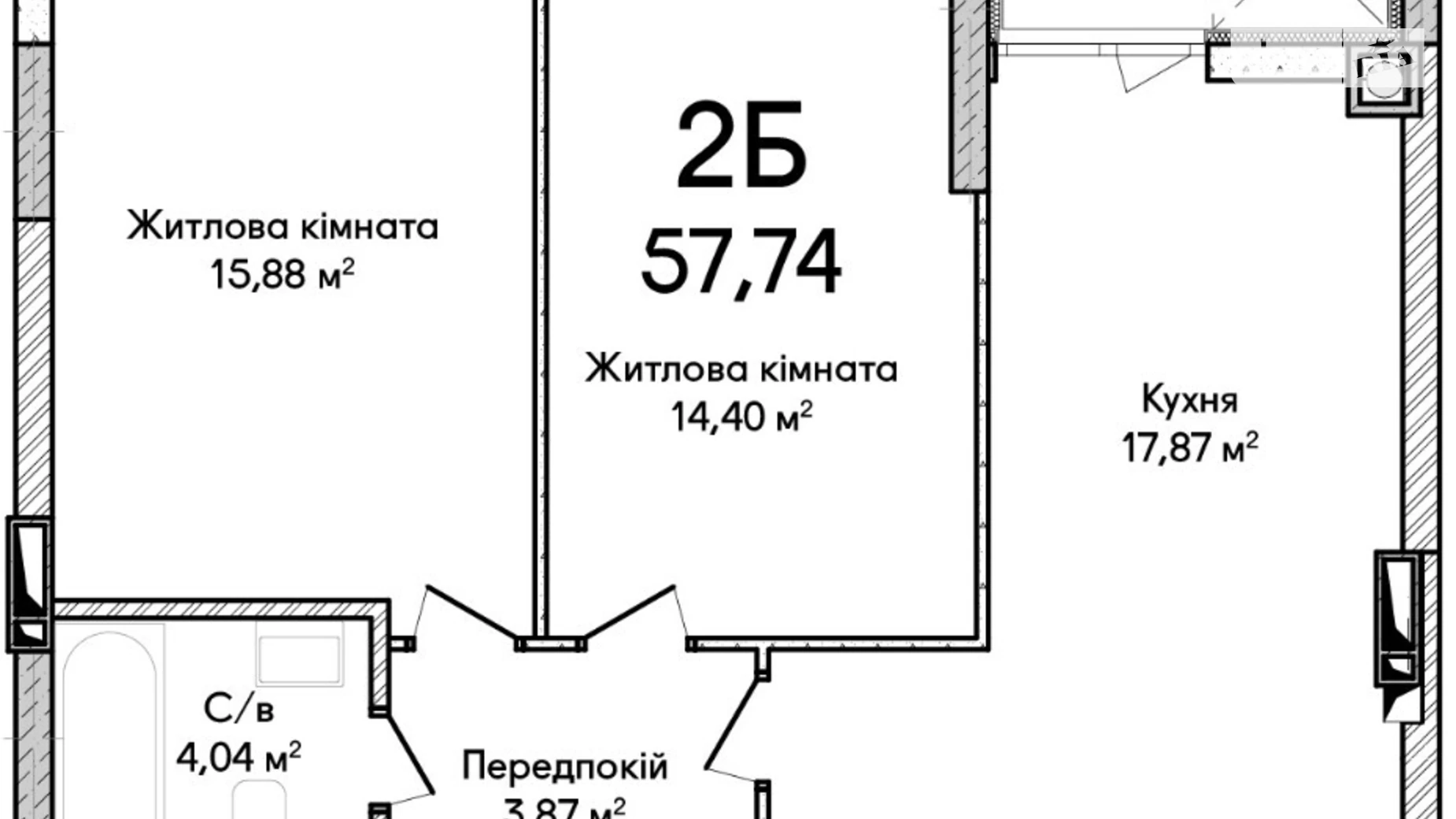 Продается 2-комнатная квартира 58 кв. м в Ирпене, ул. Озерная