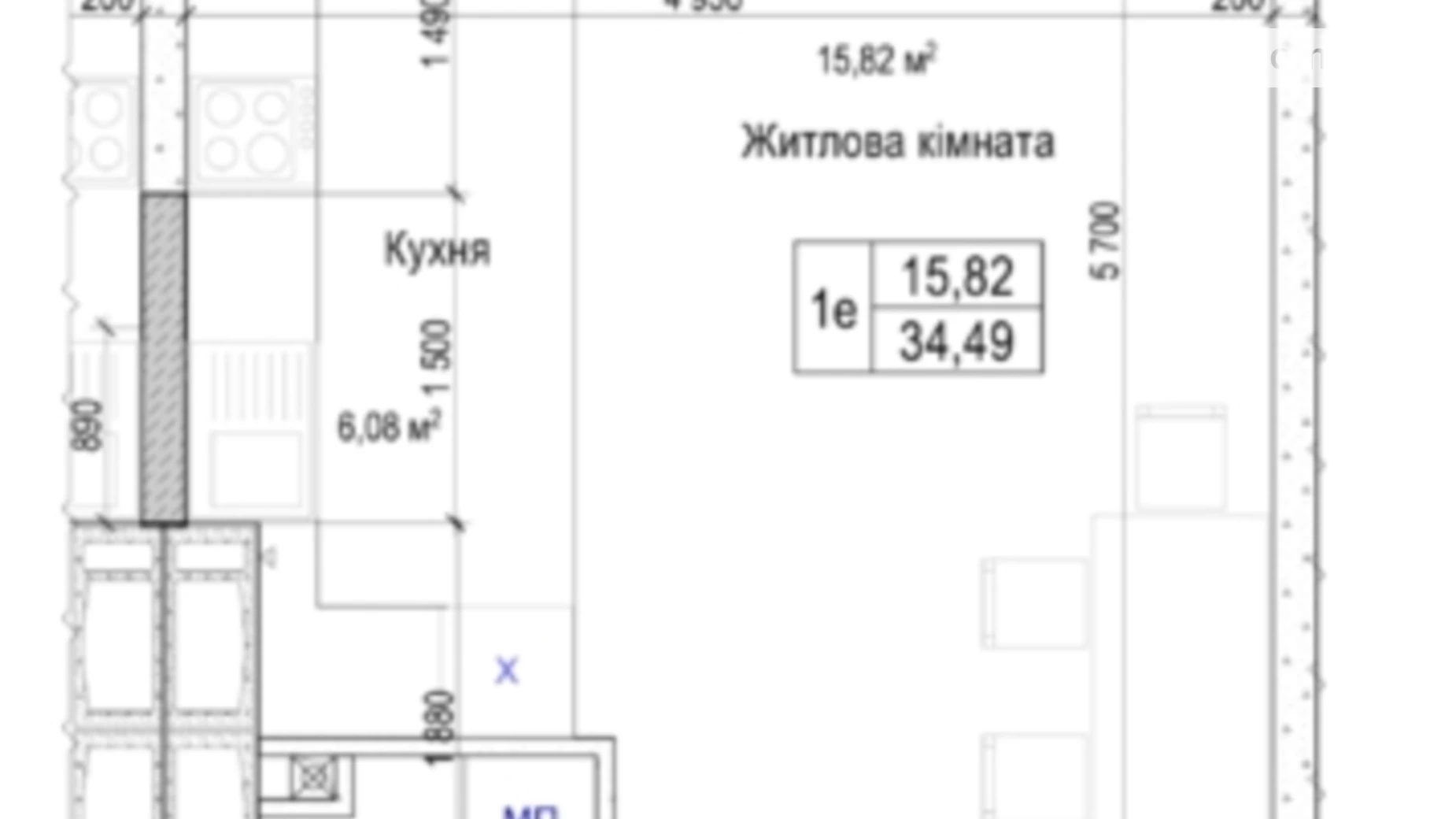 Продается 1-комнатная квартира 35 кв. м в Броварах, ул. Симоненко, 107А