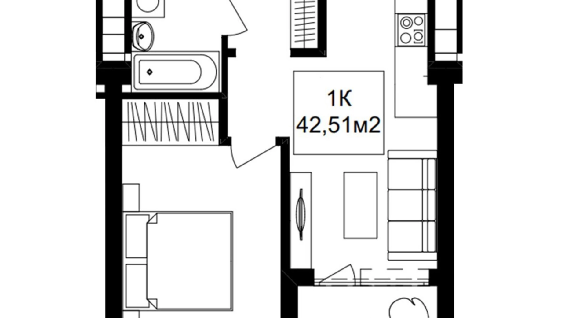 Продается 1-комнатная квартира 42.51 кв. м в Днепре, ул. Янтарная