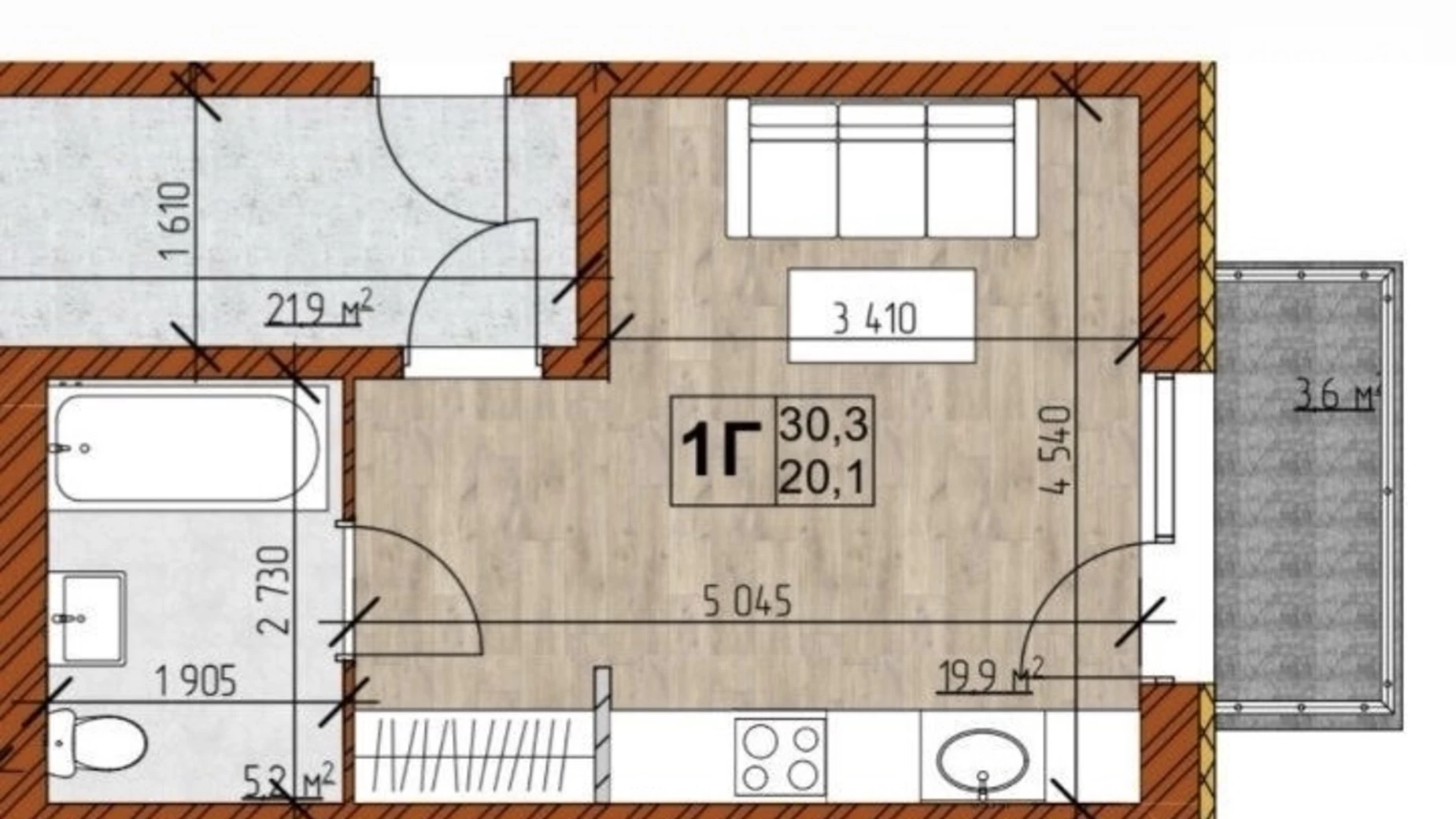 Продается 1-комнатная квартира 34 кв. м в Виннице, ул. Данила Нечая - фото 3