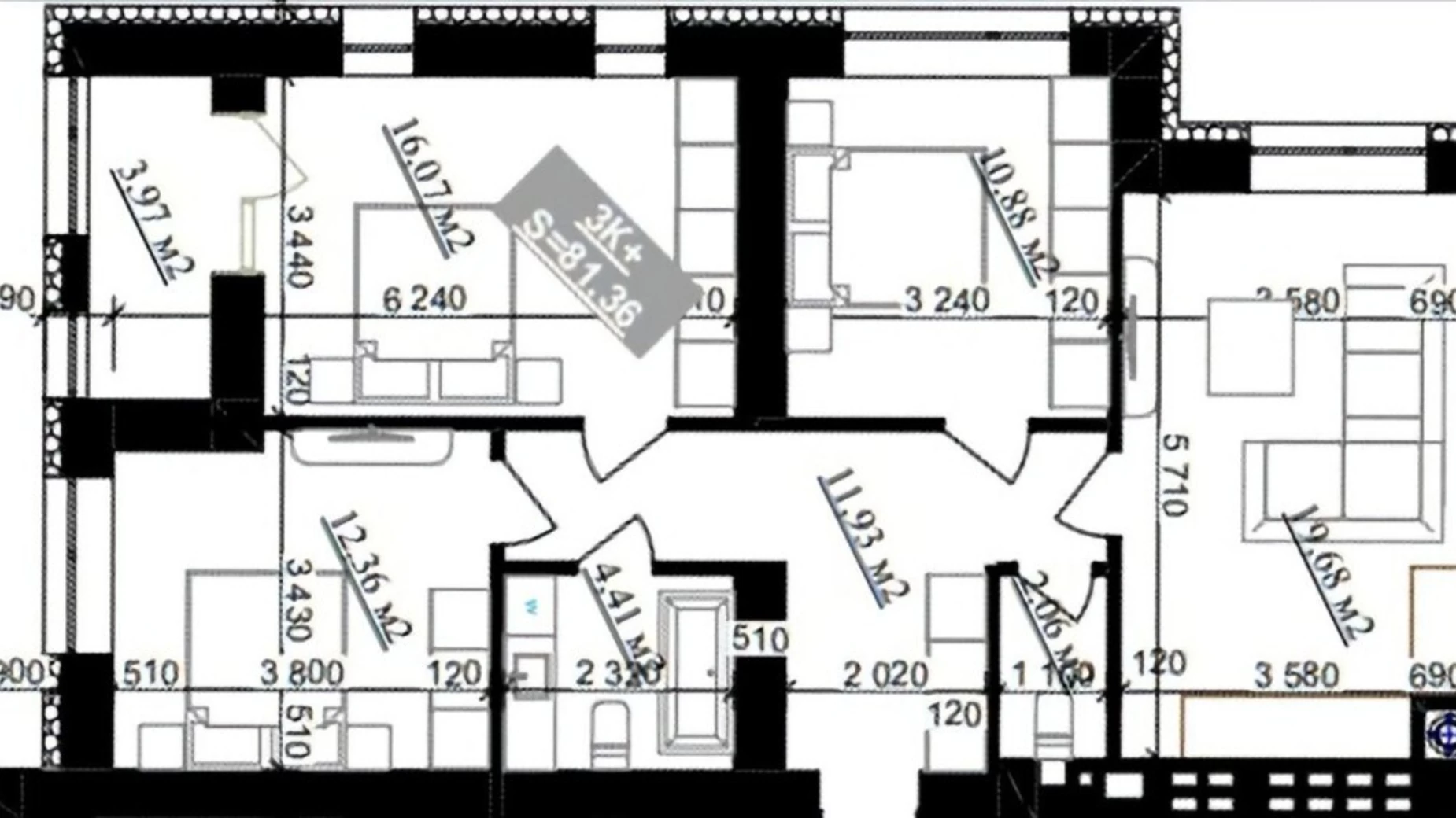 Продается 3-комнатная квартира 81.36 кв. м в Ивано-Франковске, ул. Приозерная, 30