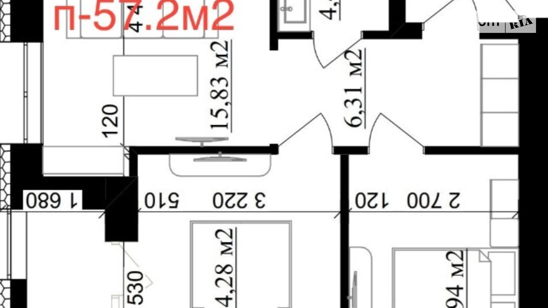 Продается 2-комнатная квартира 57.21 кв. м в Ивано-Франковске, ул. Приозерная, 30