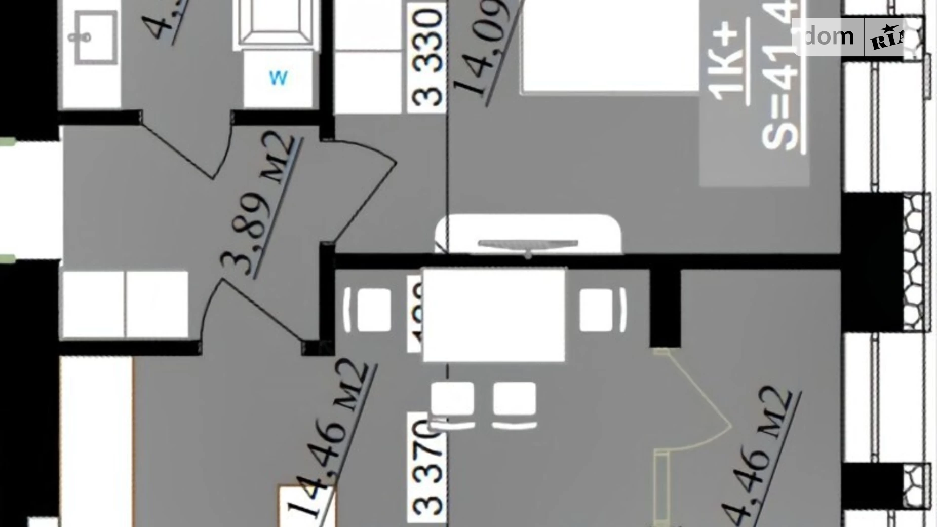 Продается 1-комнатная квартира 41.43 кв. м в Ивано-Франковске, ул. Приозерная, 30