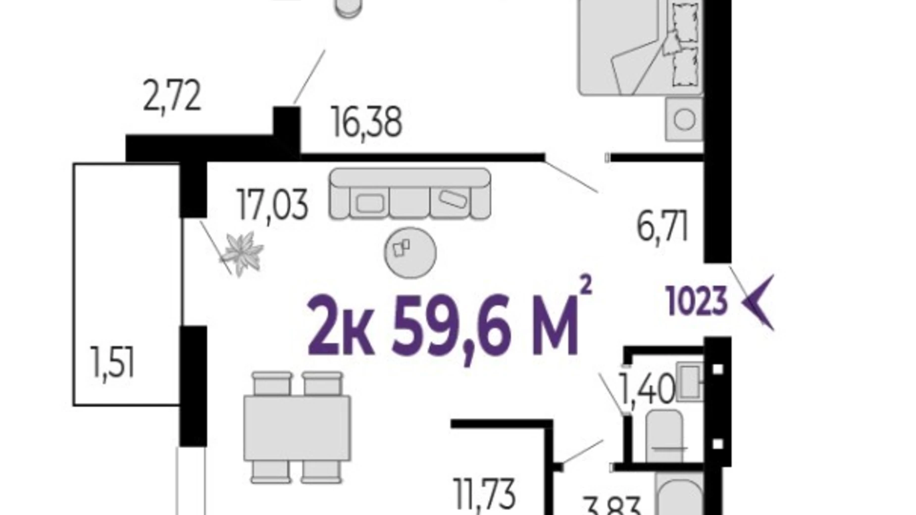 Продается 2-комнатная квартира 59.6 кв. м в Криховцах, ул. 24 Августа