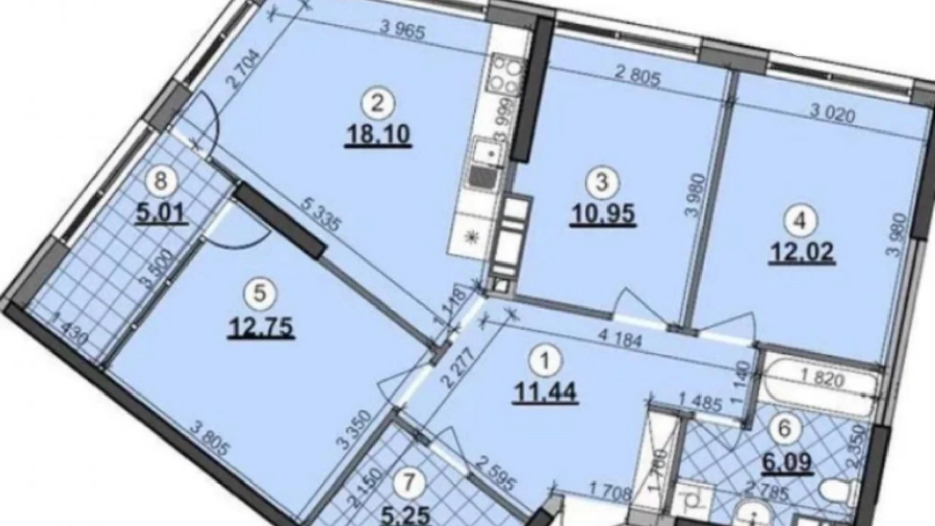 Продається 3-кімнатна квартира 82 кв. м у Києві, вул. Причальна, 14