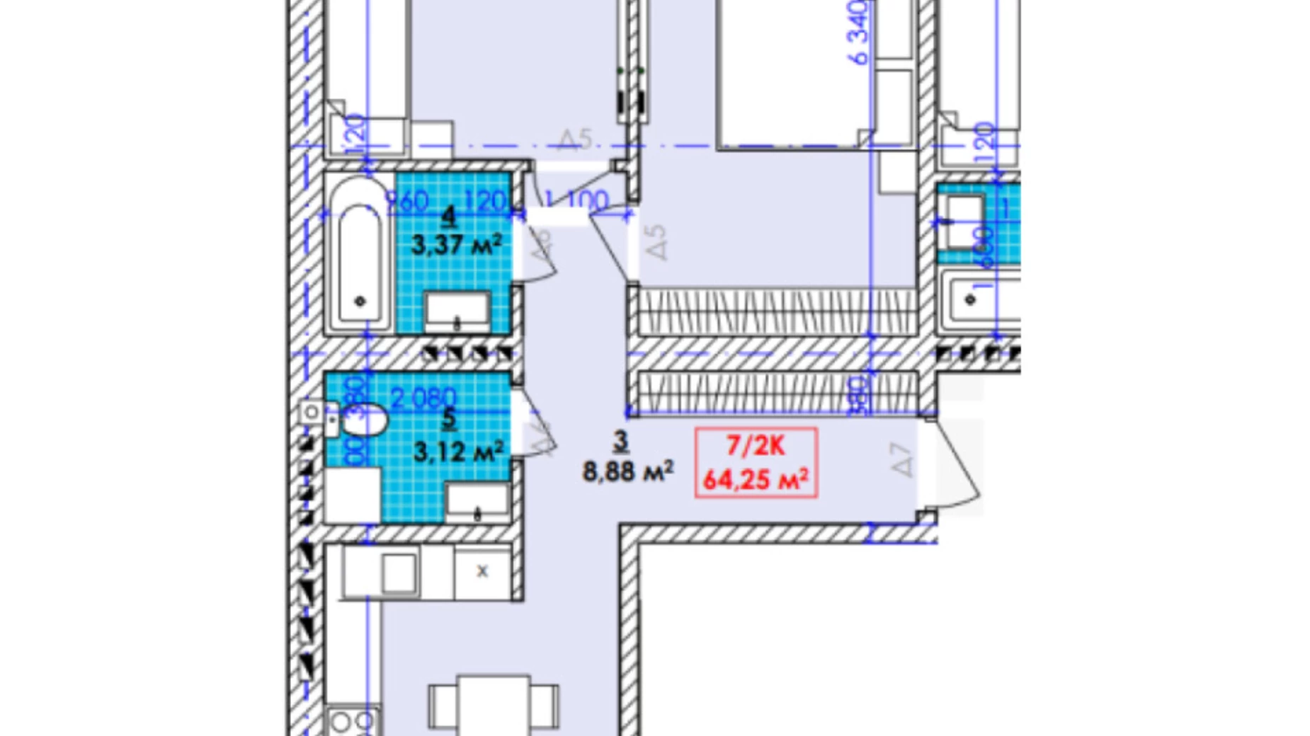 Продается 2-комнатная квартира 64.25 кв. м в Ивано-Франковске, ул. Довбуша - фото 2