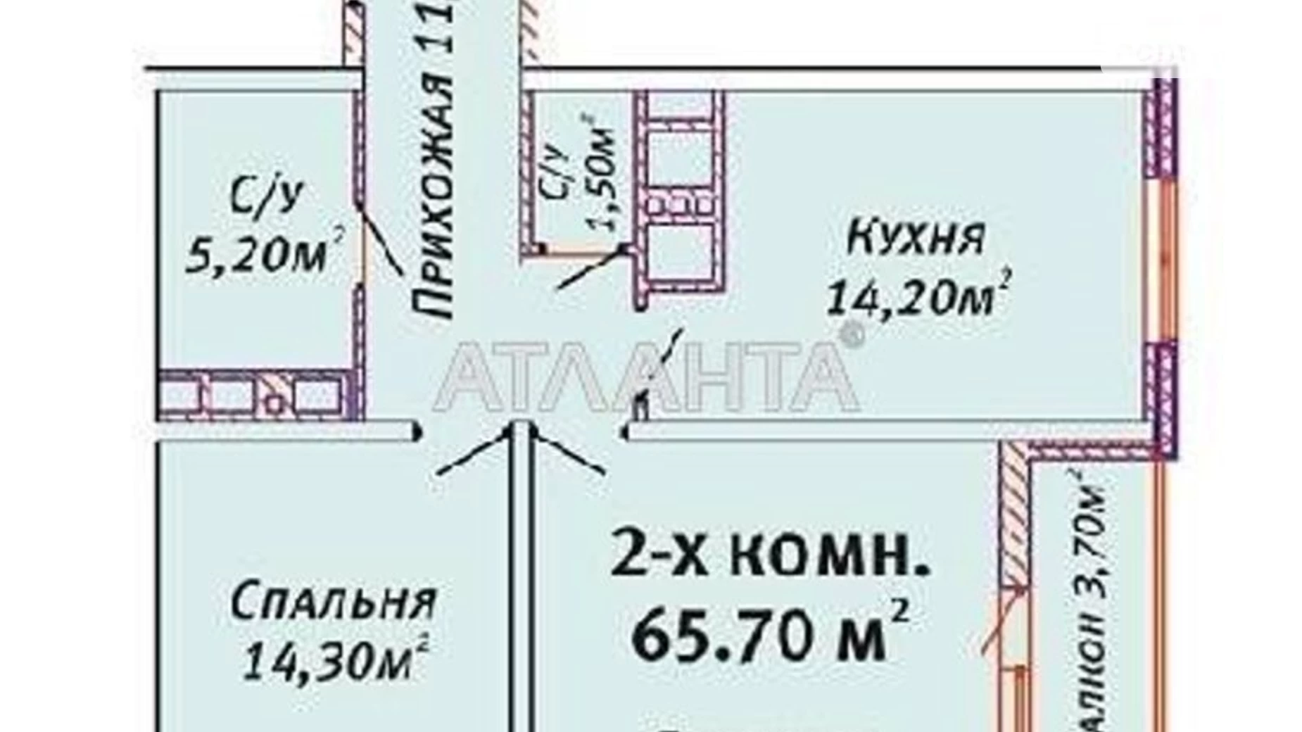 Продается 2-комнатная квартира 67 кв. м в Одессе, ул. Люстдорфская дорога - фото 2