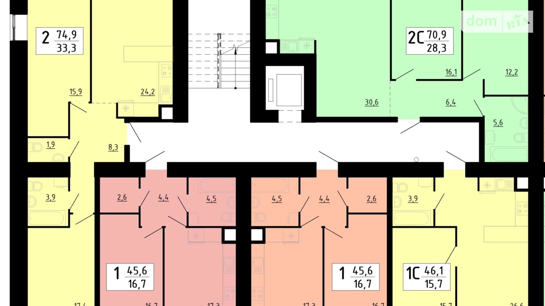 1-комнатная квартира 45.6 кв. м в Тернополе, ул. Довженко Александра, 14Б - фото 4