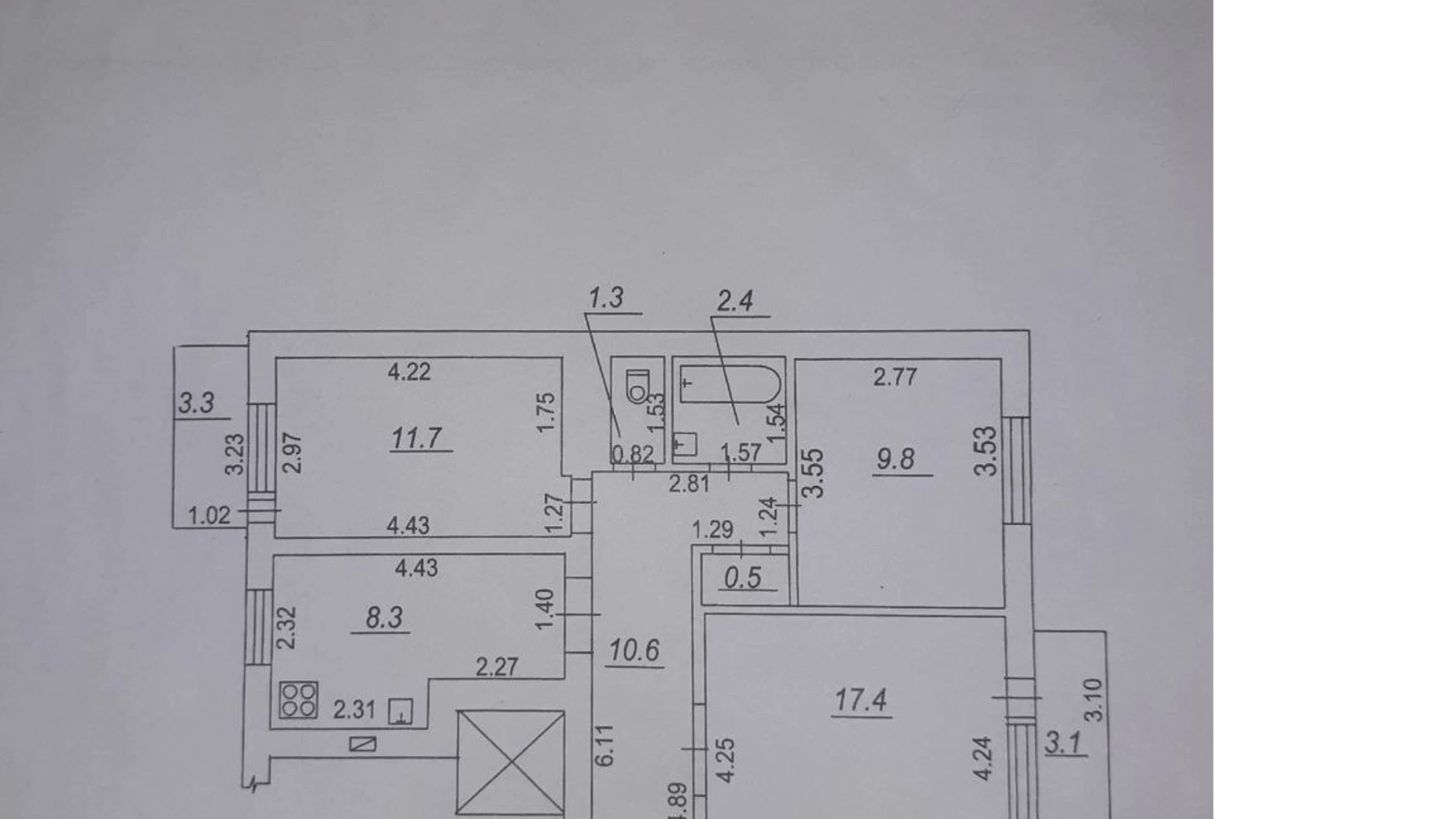 3-кімнатна квартира 65 кв. м у Луцьку, вул. Світла, 3