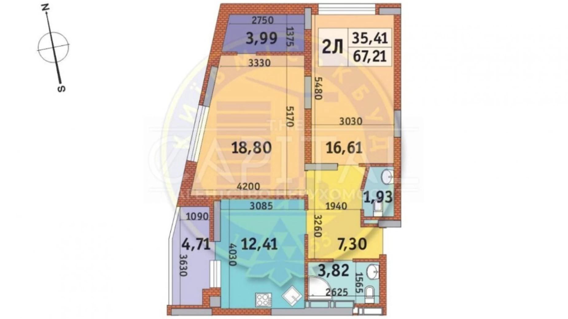 Продается 2-комнатная квартира 67.2 кв. м в Киеве, ул. Дубищанская, 5