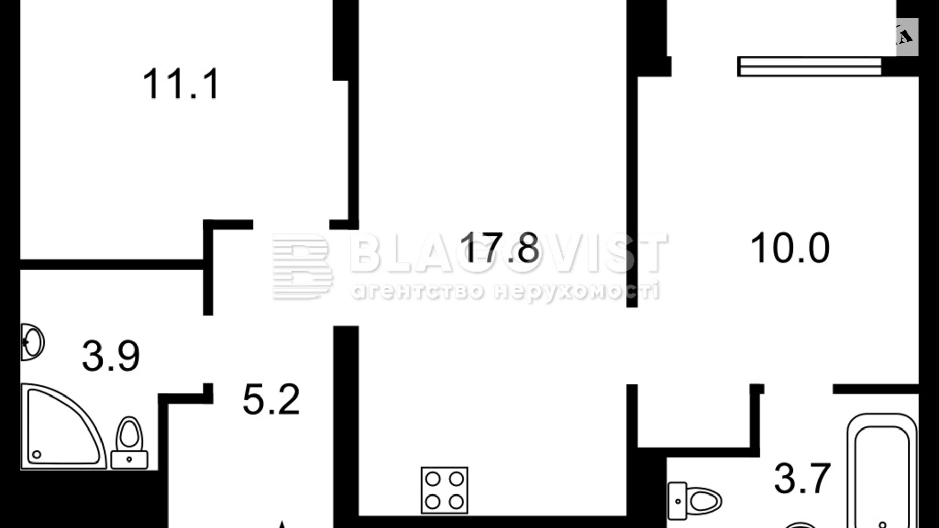 Продается 2-комнатная квартира 55 кв. м в Киеве, ул. Святослава Храброго, 11Б