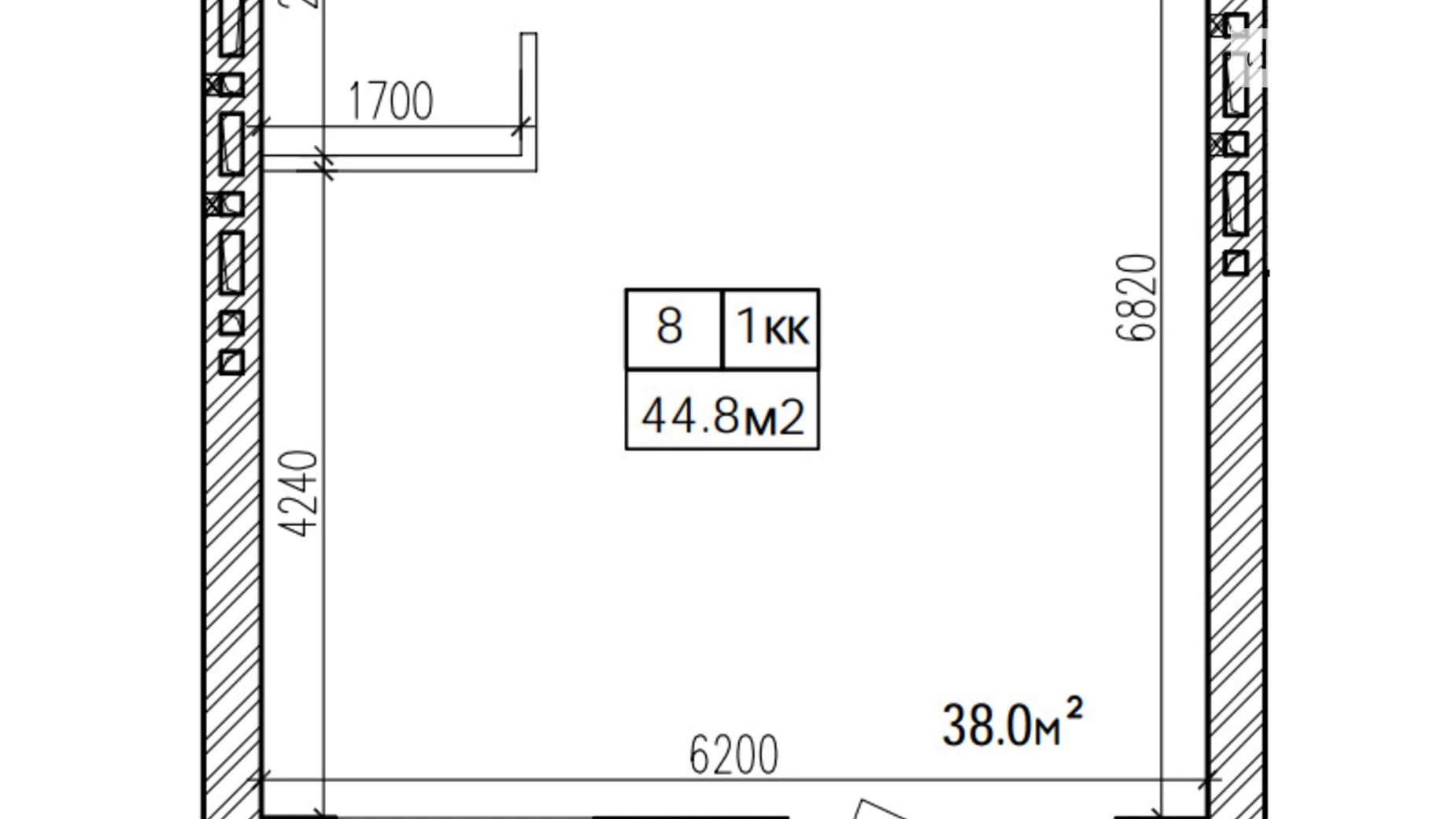 Продается 1-комнатная квартира 44.8 кв. м в Днепре, просп. Слобожанский, 83А