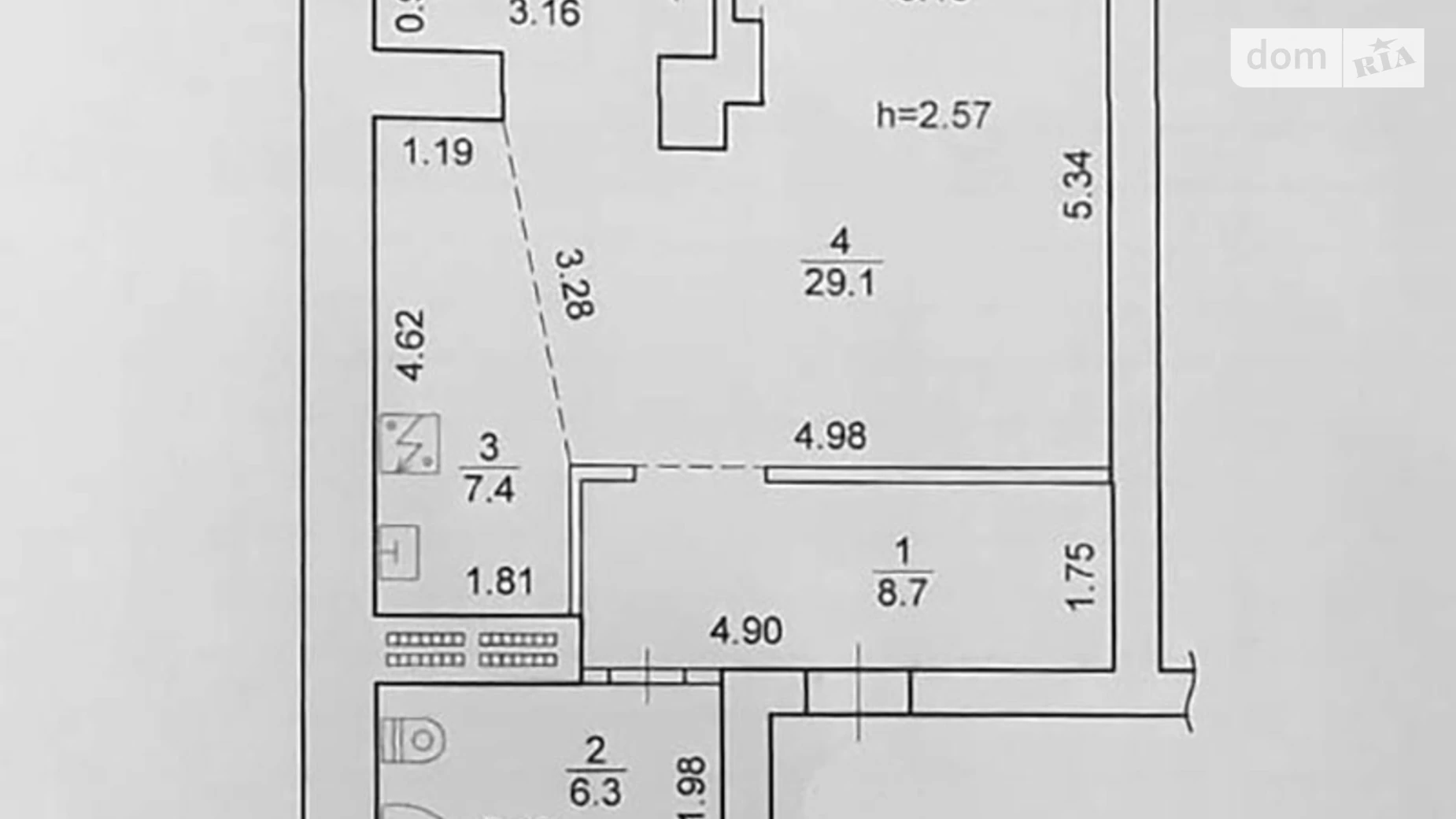 Продається 1-кімнатна квартира 51.5 кв. м у Києві, просп. Петра Григоренка, 15