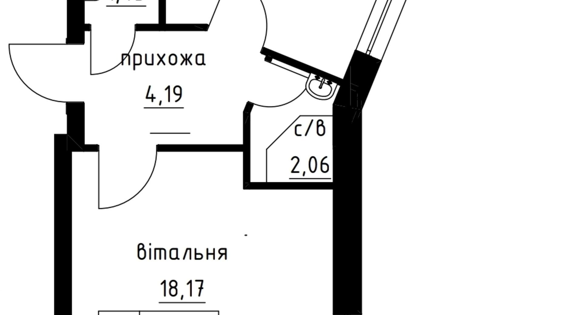 1-комнатная квартира 41.22 кв. м в Тернополе, ул. Чумацкая