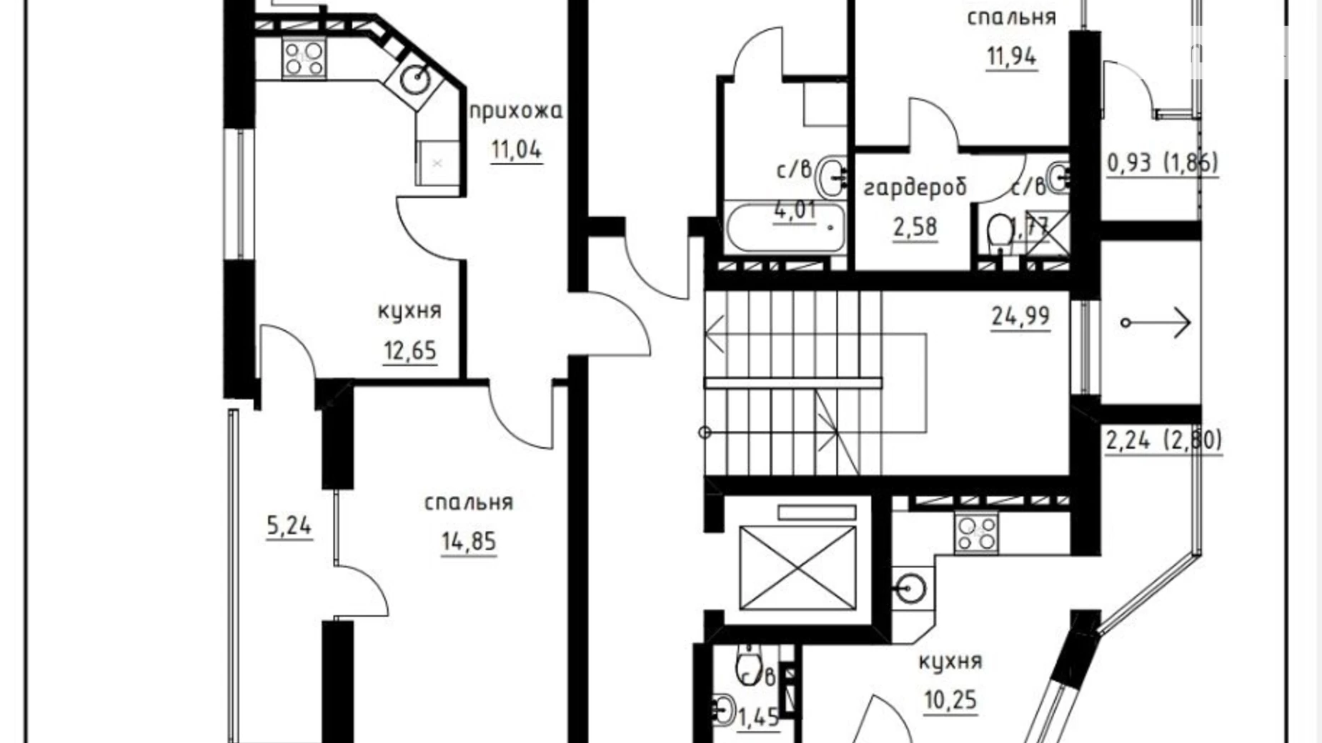 1-комнатная квартира 41.22 кв. м в Тернополе, ул. Чумацкая