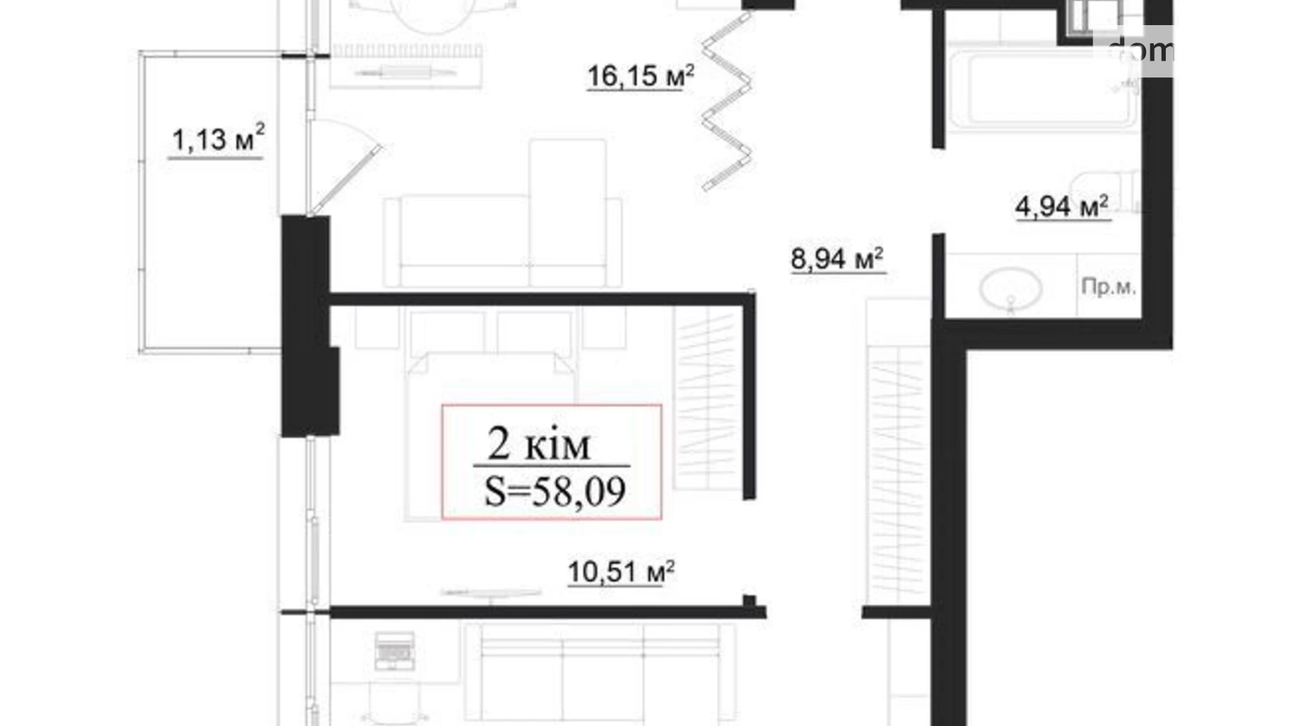 Продається 2-кімнатна квартира 58.9 кв. м у Івано-Франківську, вул. Заклинських - фото 3