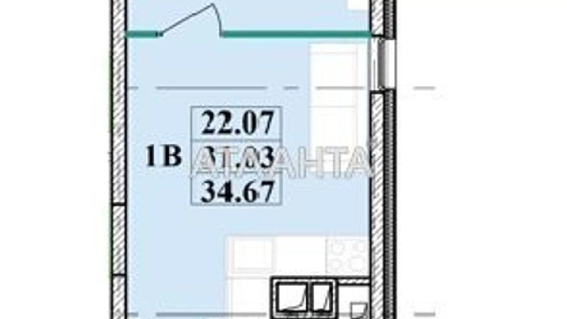 Продается 1-комнатная квартира 33.3 кв. м в Одессе, ул. Ивана Франко