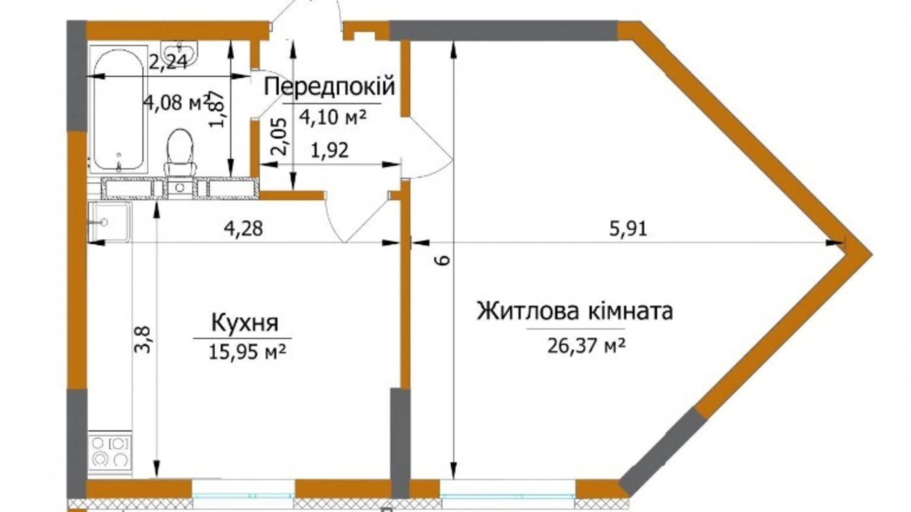 Продается 2-комнатная квартира 52 кв. м в Киеве