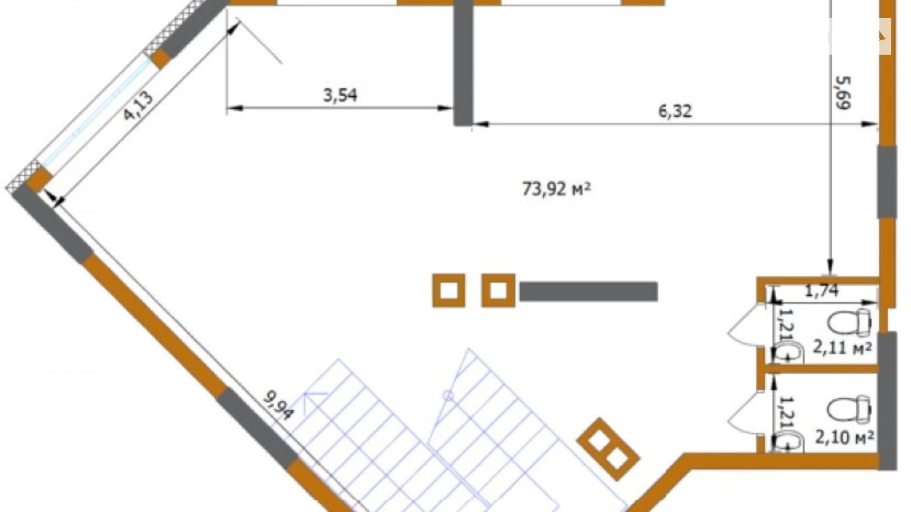 Продается помещения свободного назначения 121.2 кв. м в 16-этажном здании, цена: 224220 $ - фото 3