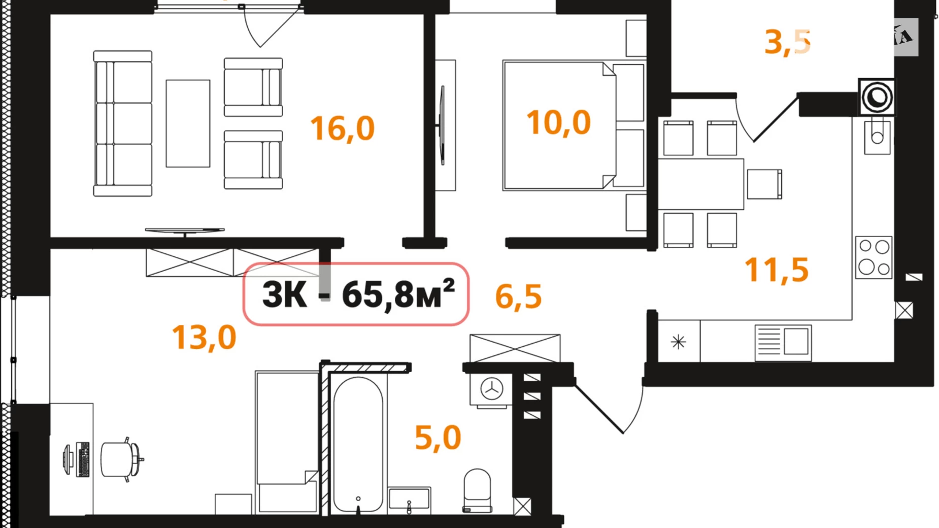 Продається 3-кімнатна квартира 65.8 кв. м у Івано-Франківську, вул. Отця Блавацького