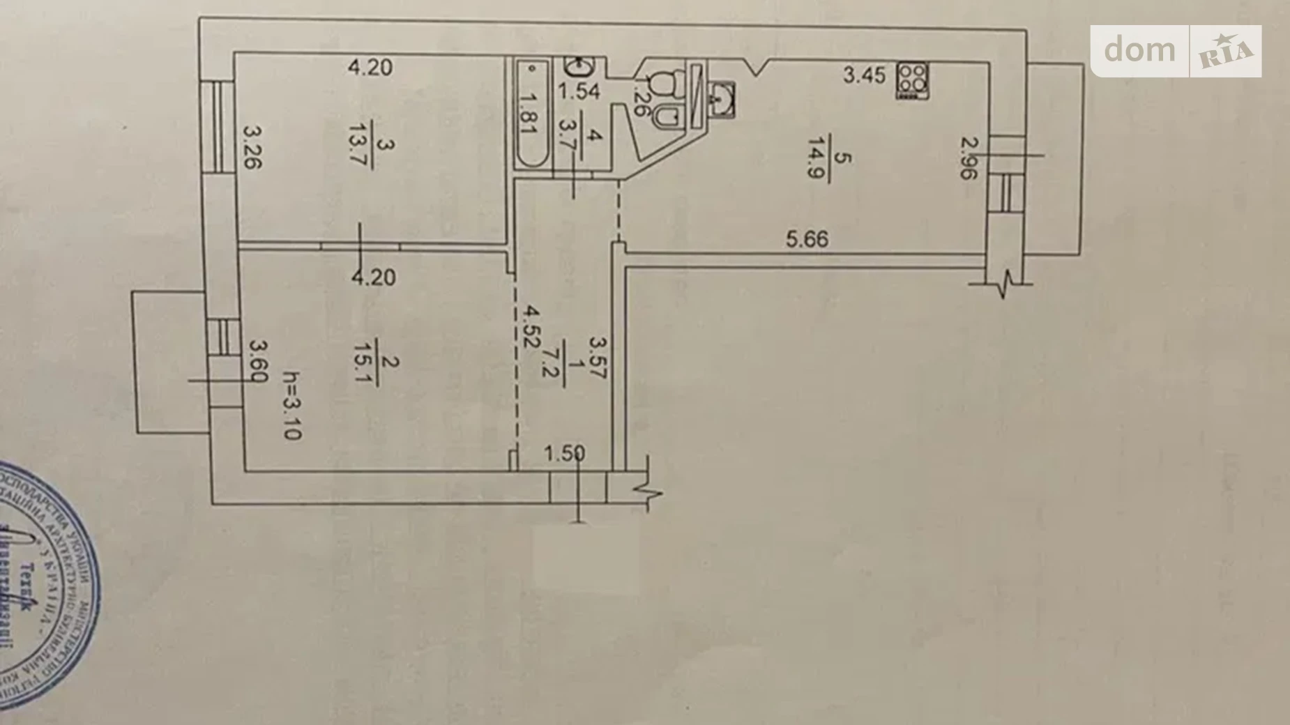 Продается 2-комнатная квартира 55 кв. м в Киеве, ул. Деревлянская(Якира), 12/42 - фото 3