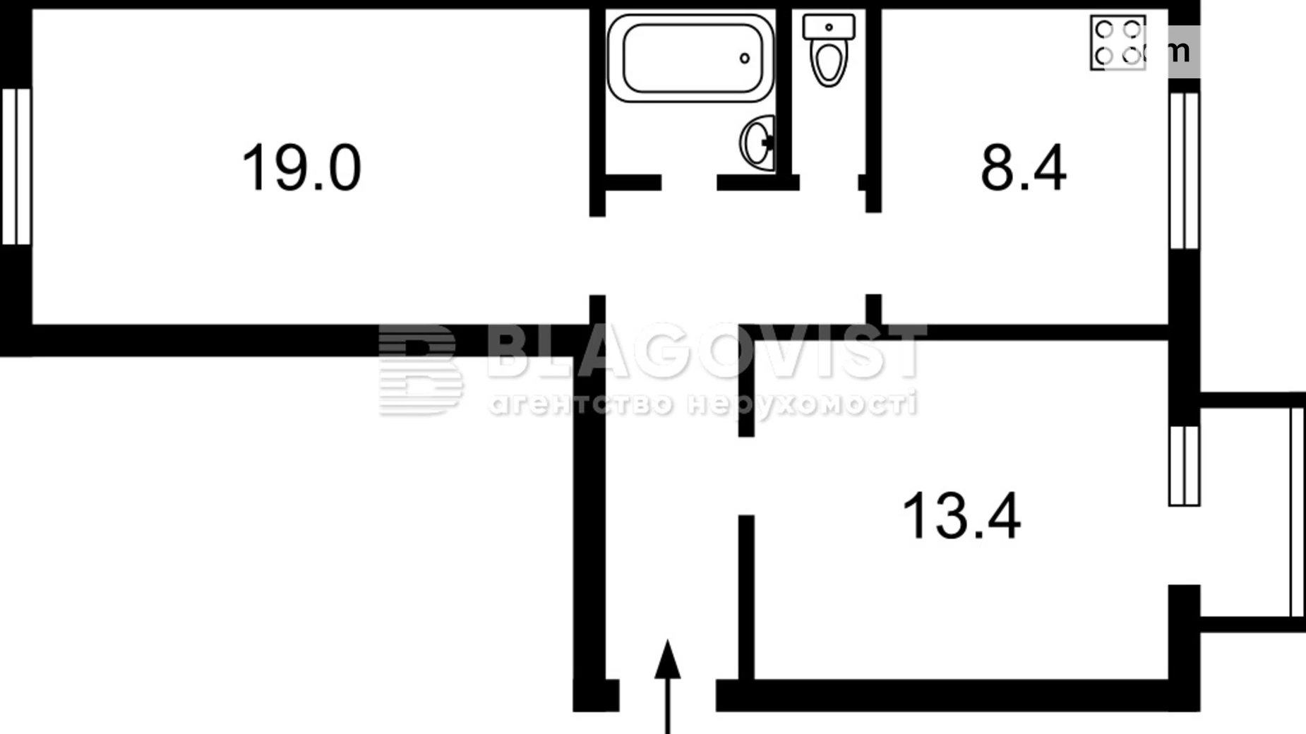 Продається 2-кімнатна квартира 56.5 кв. м у Києві, вул. Академика Філатова, 7