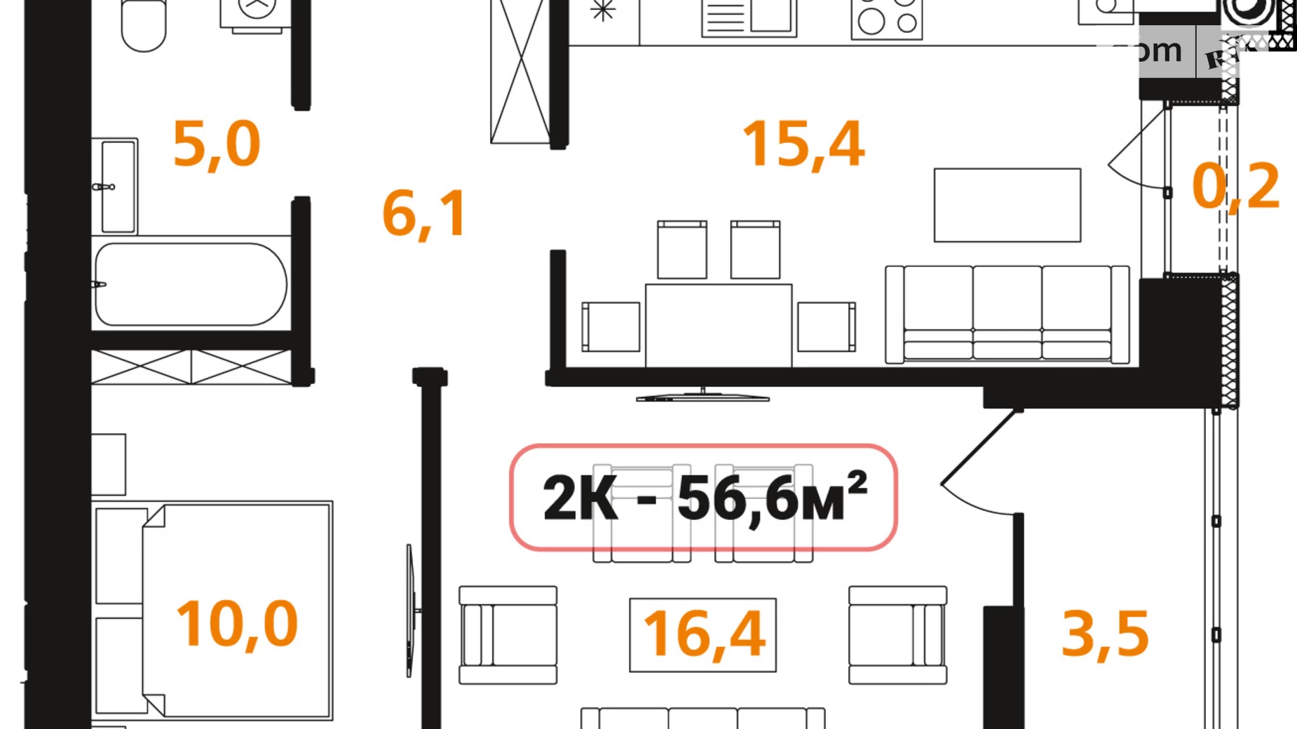 Продается 2-комнатная квартира 56.6 кв. м в Ивано-Франковске, ул. Блавацкого И. Отца - фото 2