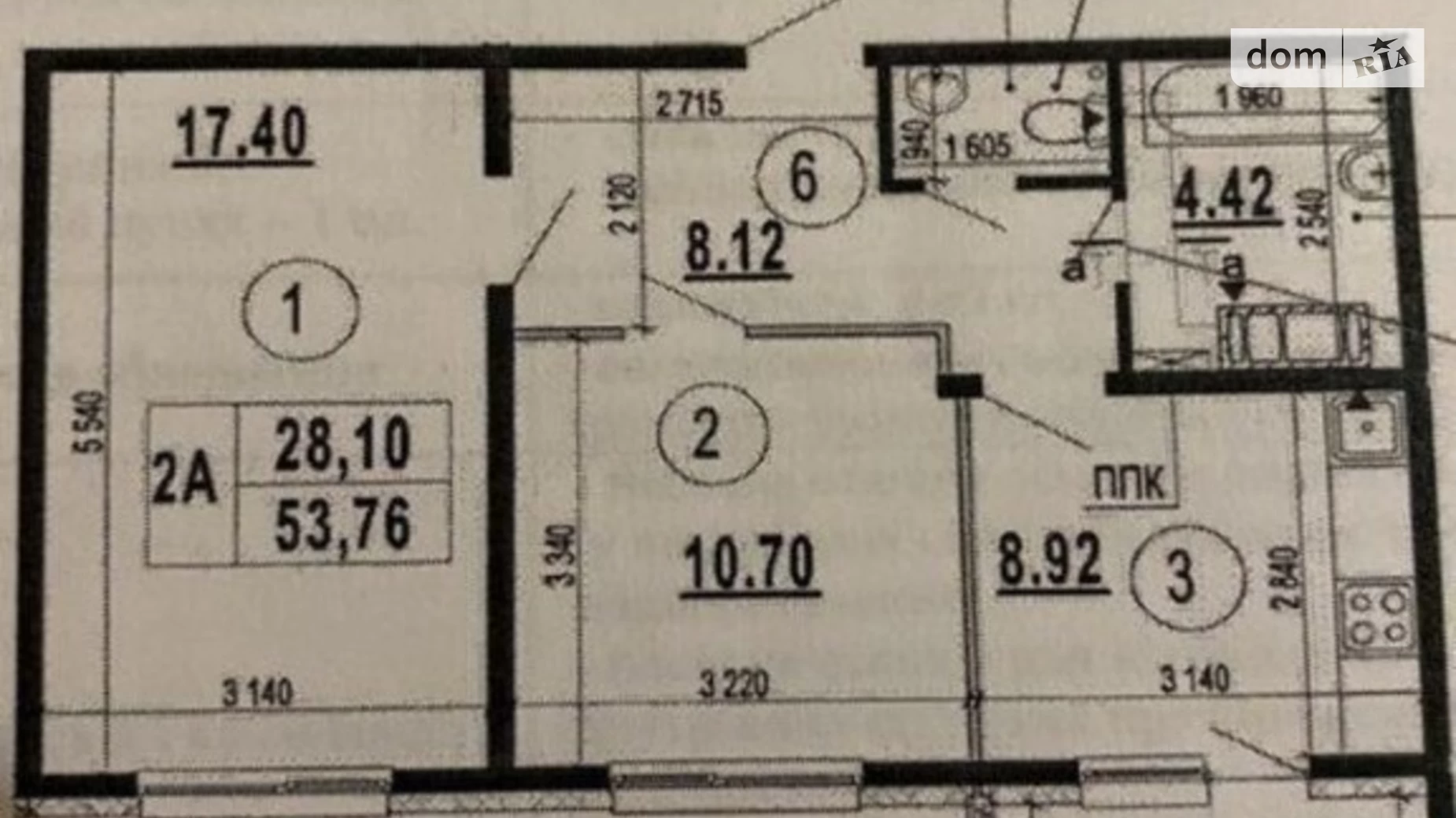 Продается 2-комнатная квартира 53.76 кв. м в Киеве, ул. Бориса Гмыри, 20