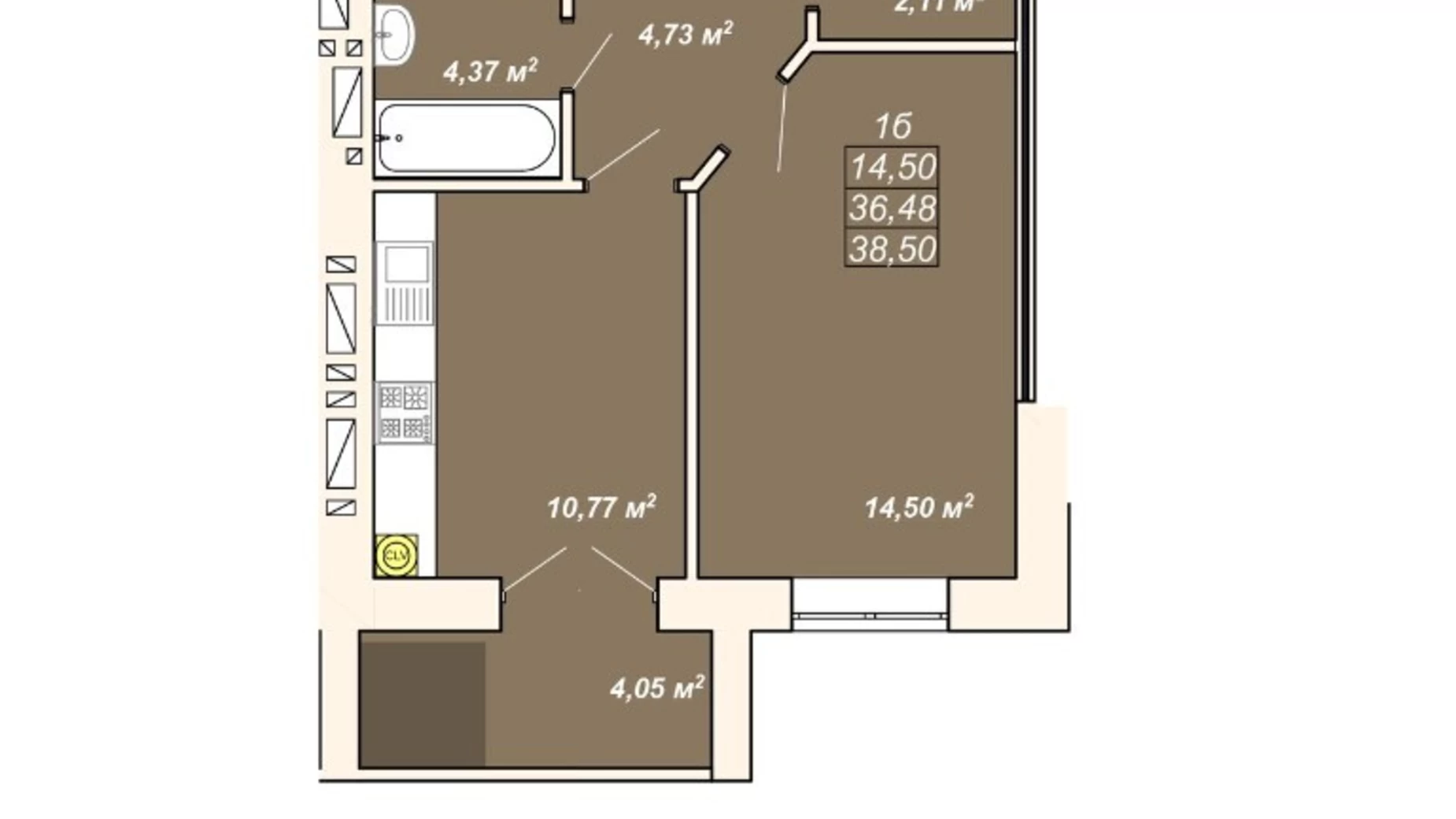 Продается 1-комнатная квартира 39 кв. м в Ивано-Франковске, ул. Ленкавского