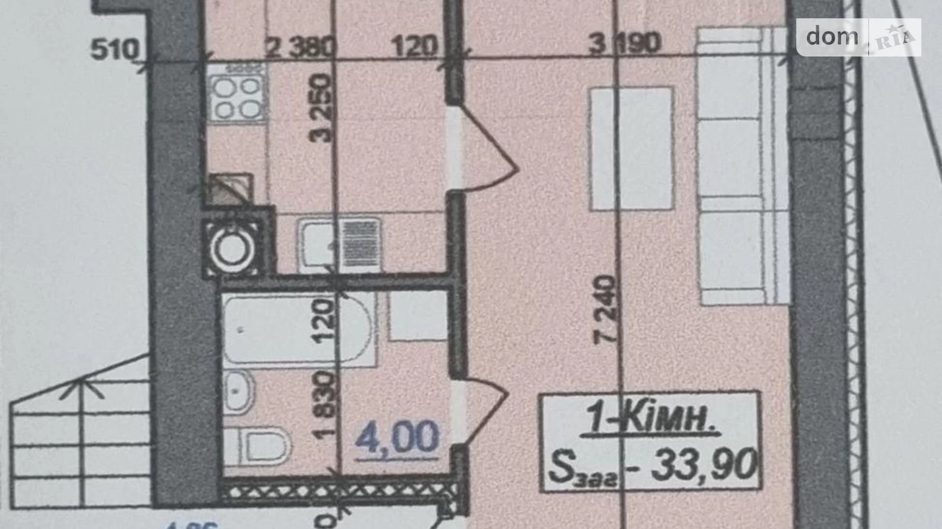 Продается 1-комнатная квартира 34 кв. м в Ивано-Франковске, ул. Симоненко Василия, 23