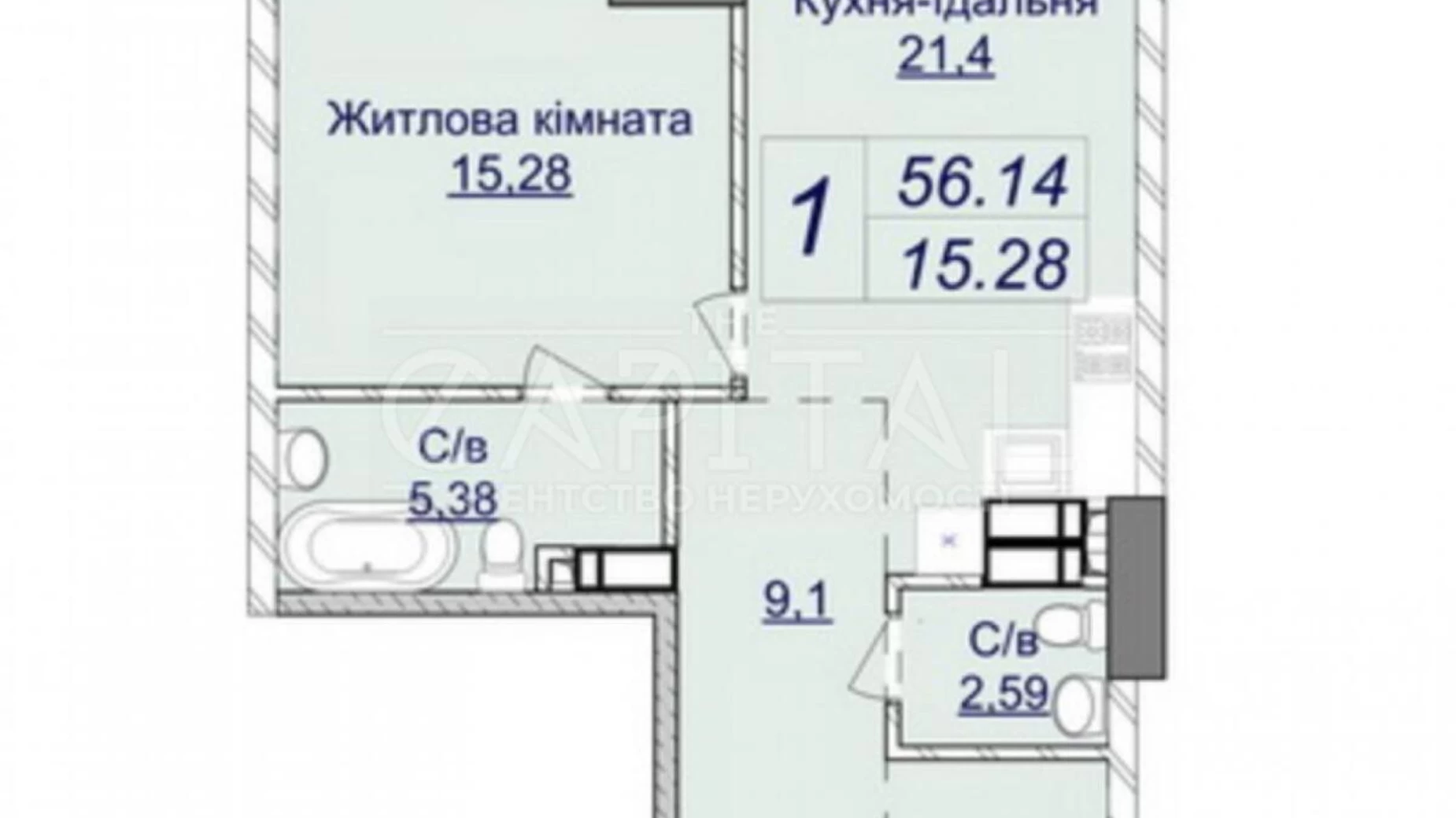 Продается 1-комнатная квартира 56 кв. м в Киеве, ул. Андрея Верхогляда(Драгомирова), 20А