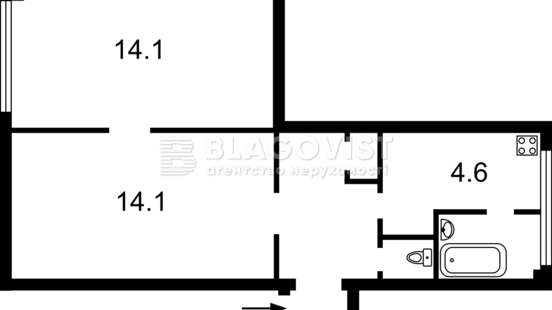 Продается 2-комнатная квартира 42 кв. м в Киеве, бул. Тараса Шевченко, 2