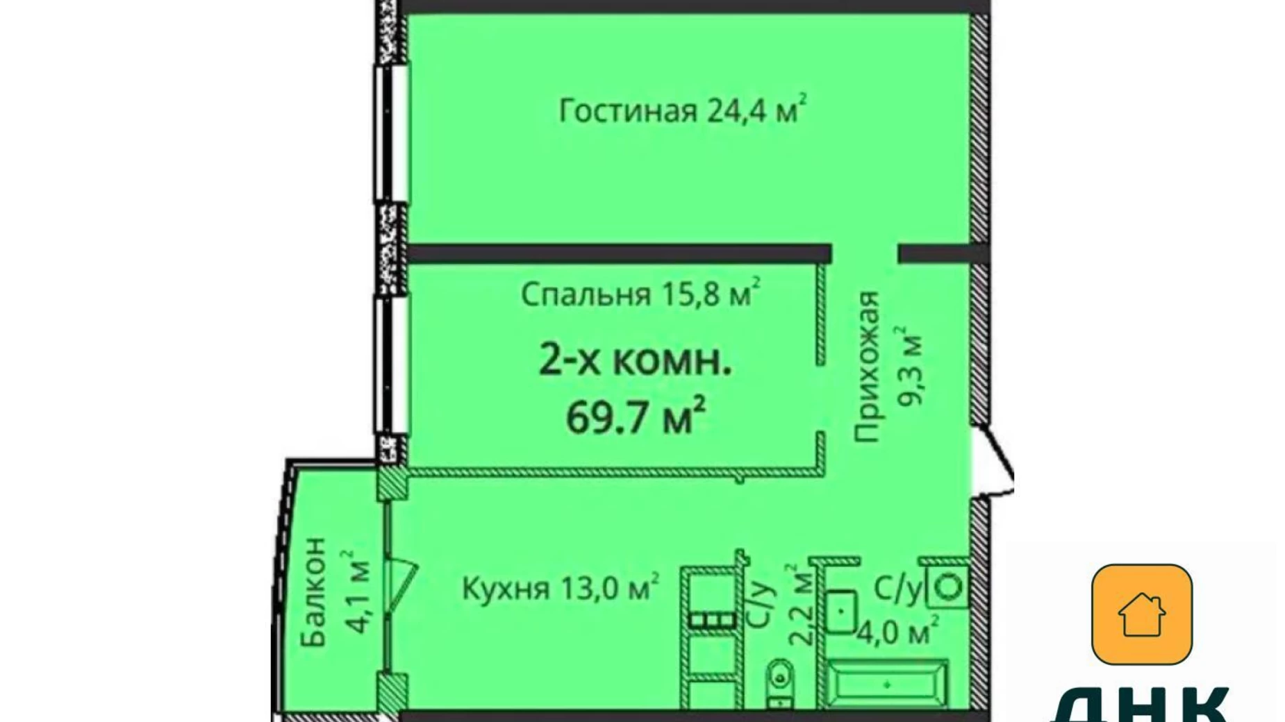 Продается 2-комнатная квартира 70 кв. м в Одессе, просп. Гагарина, 19 корпус 4 - фото 2