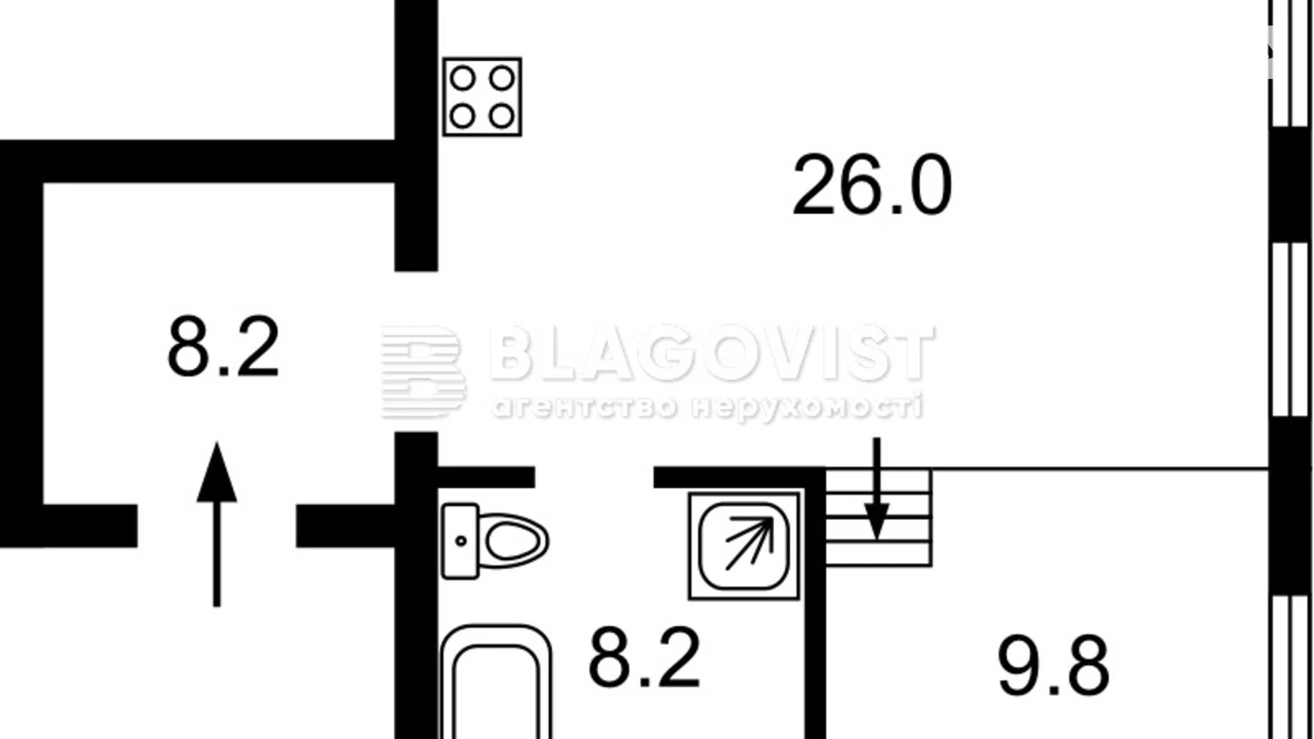 Продається 1-кімнатна квартира 49 кв. м у Києві, вул. Велика Васильківська, 23Б