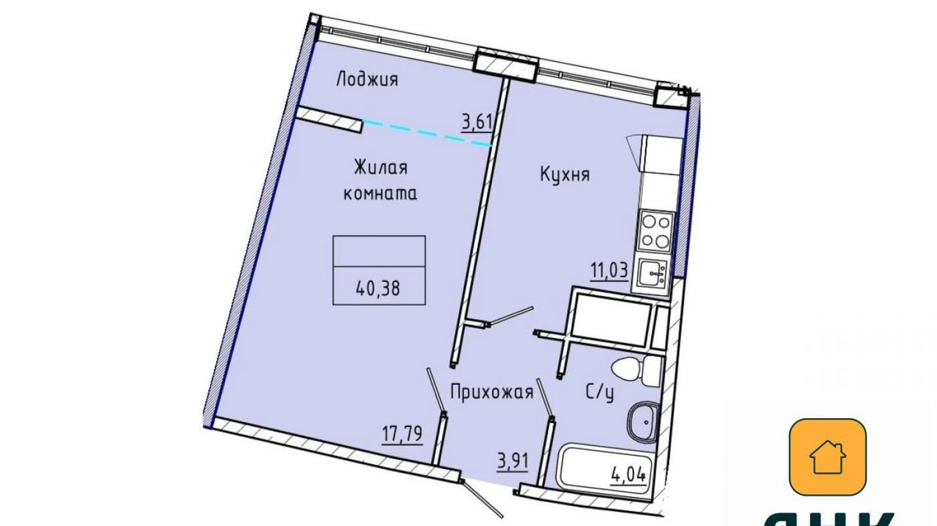 Продається 1-кімнатна квартира 41 кв. м у Одесі, вул. Каманіна