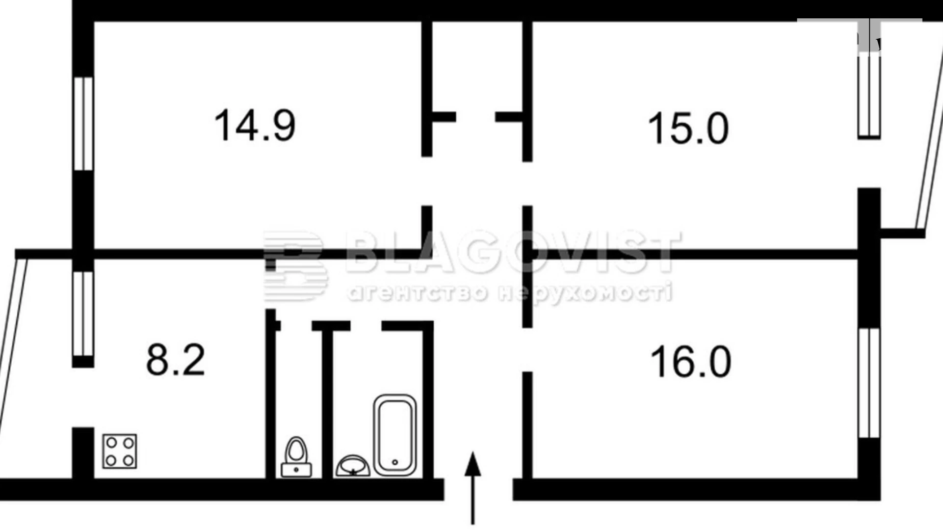 Продається 3-кімнатна квартира 43 кв. м у Києві, вул. Березняківська, 16