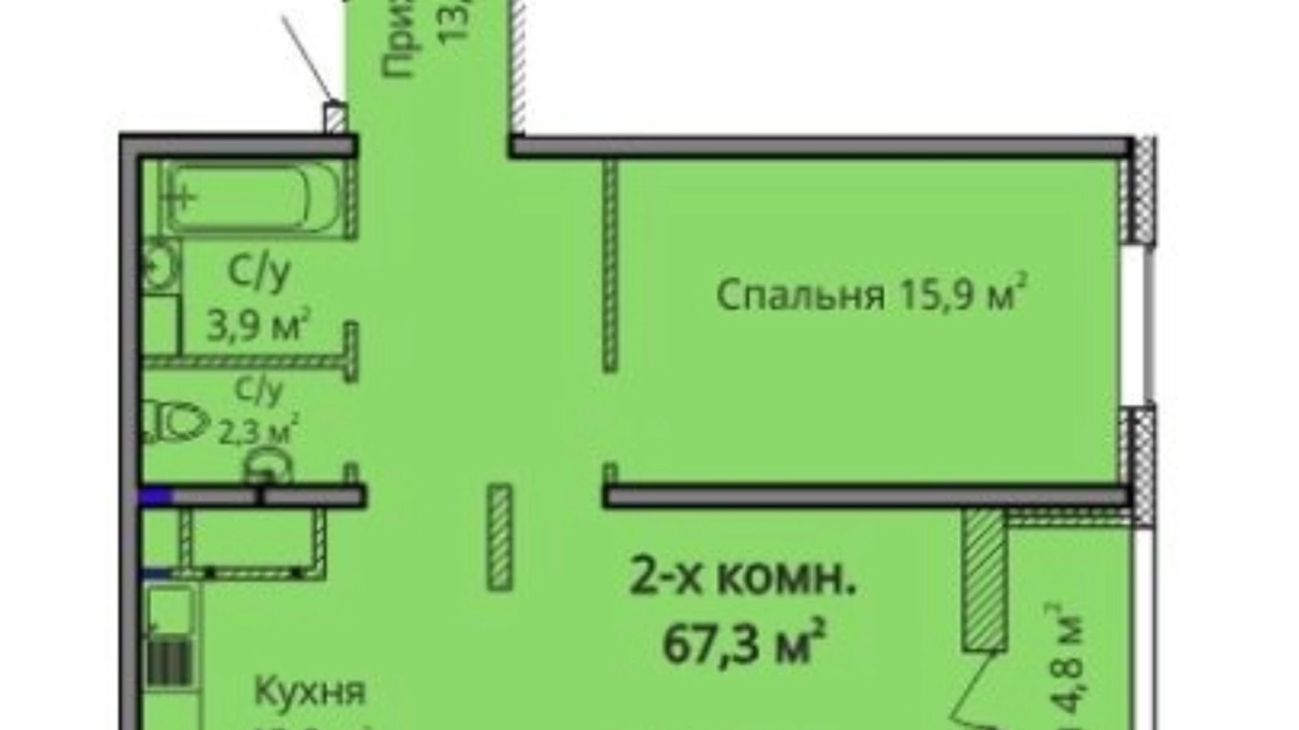 Продается 2-комнатная квартира 68 кв. м в Одессе, ул. Жаботинского, 54А корпус 1