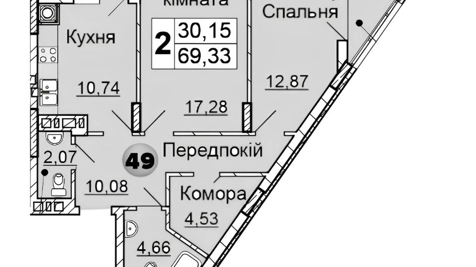 Продается 2-комнатная квартира 70 кв. м в Львове, ул. Миклеша Карла, 25 - фото 5