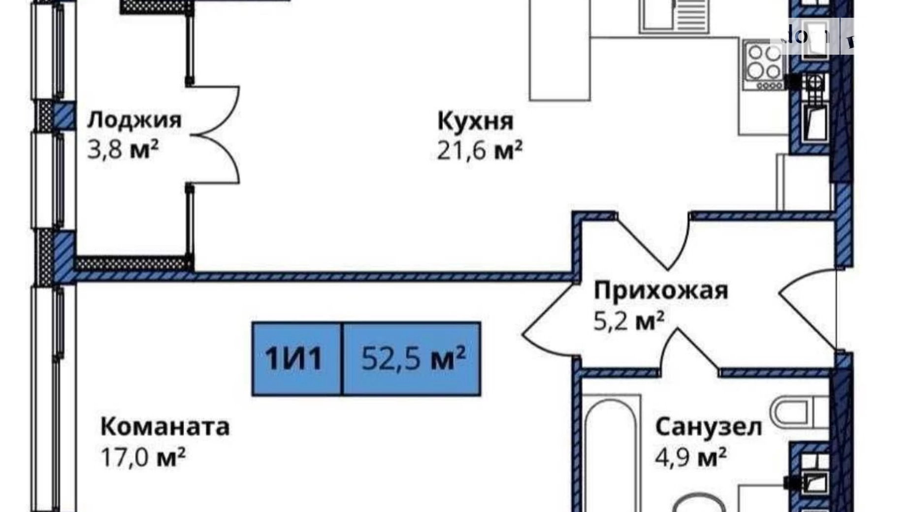 Продается 1-комнатная квартира 52 кв. м в Виннице, 4-й пер. Леонида Каденюка(Комарова)