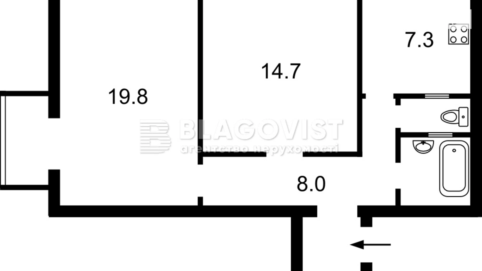 Продается 2-комнатная квартира 58 кв. м в Киеве, бул. Леси Украинки, 8